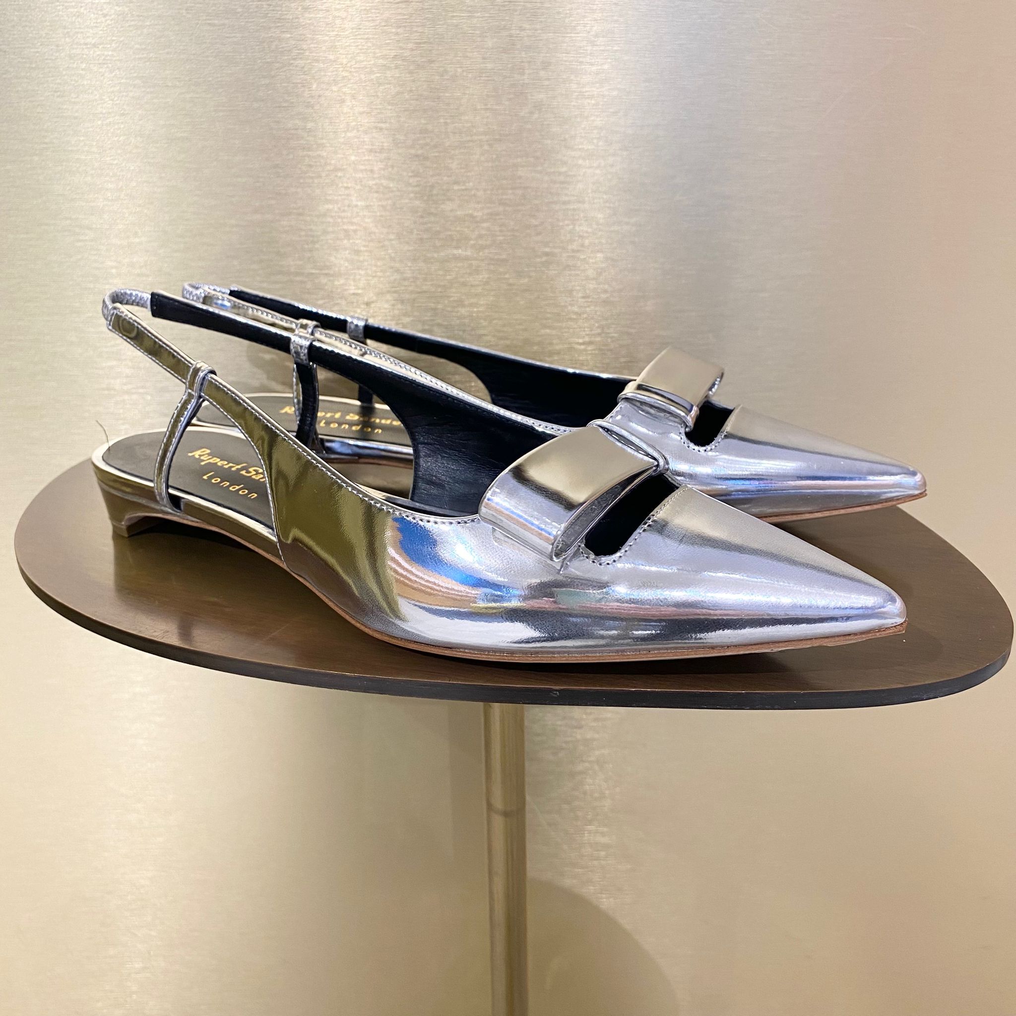 Rupert Sanderson RS Homai Silver Mirror slingback