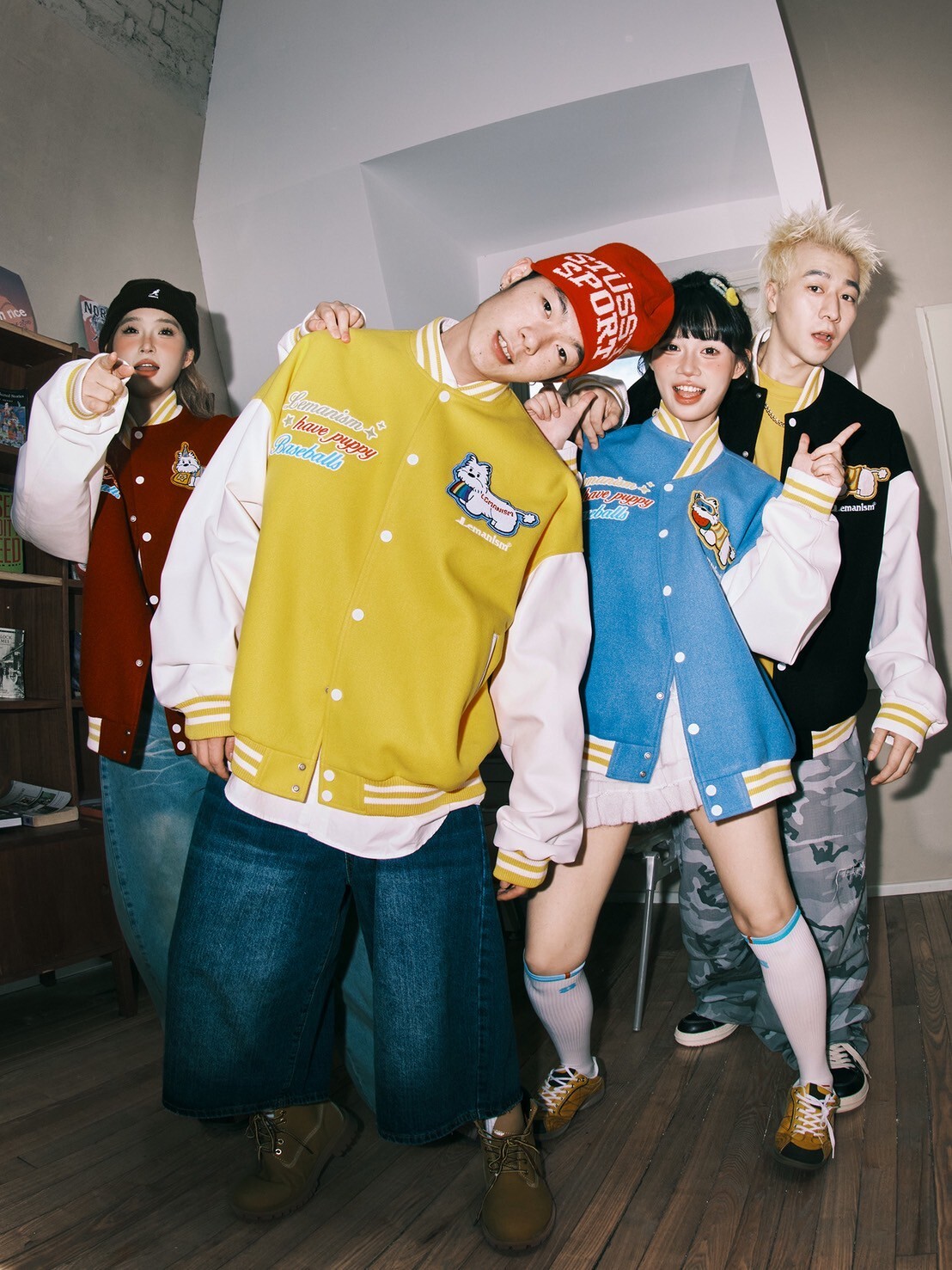 LEMANISM 美式 狗狗貼布 字體刺繡棒球外套