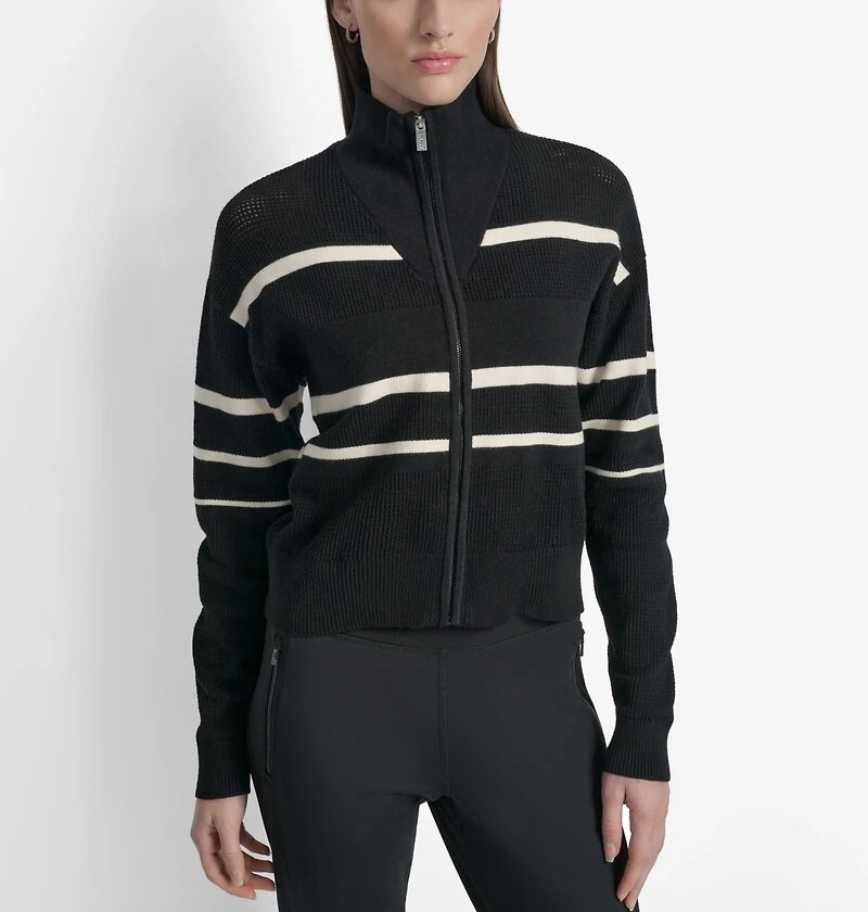 [S] DKNY BLK/EGGNOG ZIP-UP JACKET, DP5R0756-2L5 FINAL SALE (SD1503)