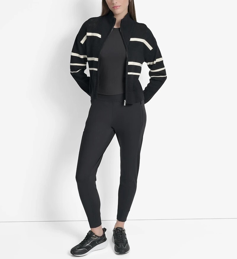 [S] DKNY BLK/EGGNOG ZIP-UP JACKET, DP5R0756-2L5 FINAL SALE (SD1503)