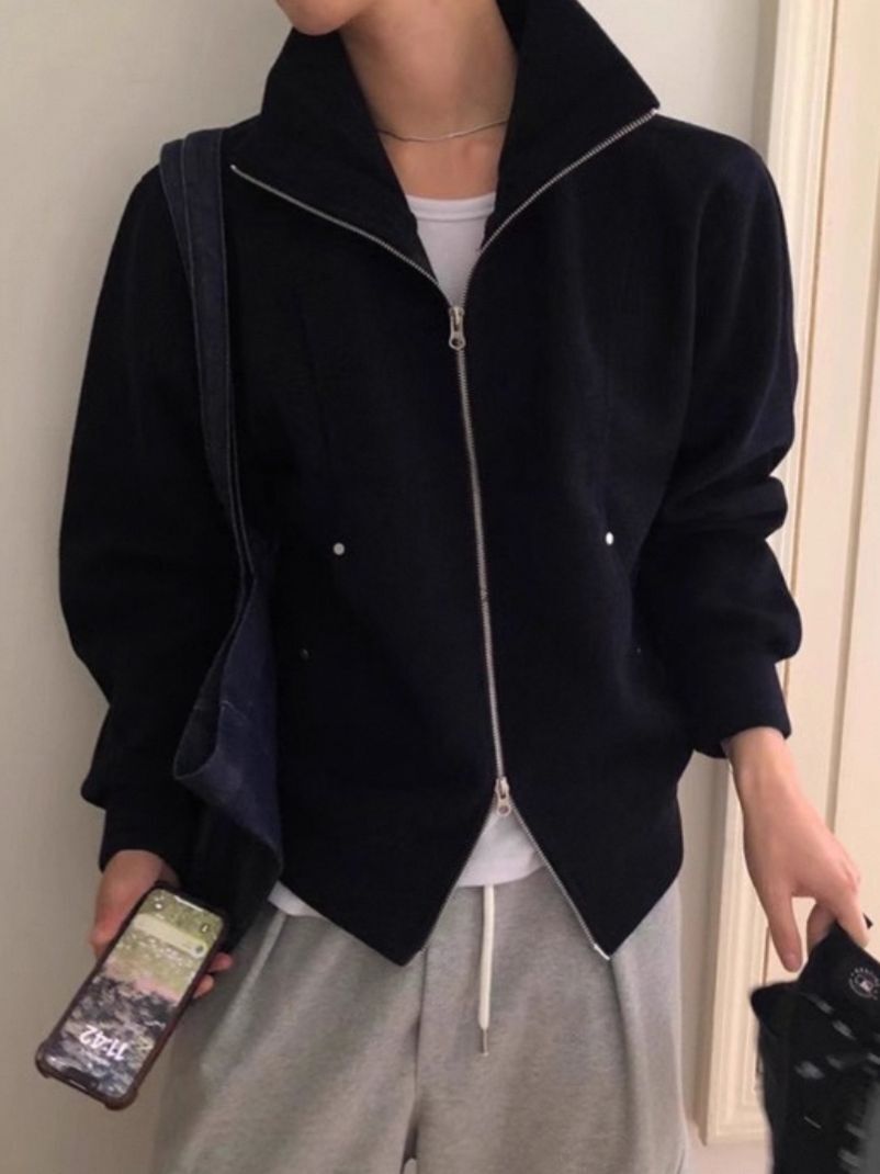 淨色反領拉鍊外套 REMAIN-027JK