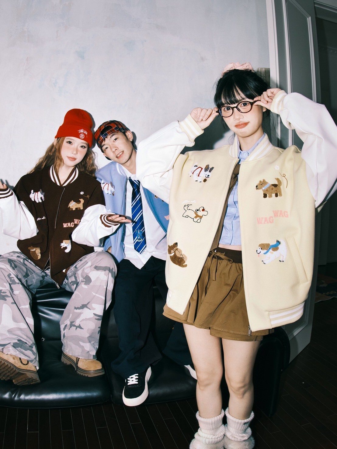 LEMANISM 毛呢布刺繡狗狗棒球外套