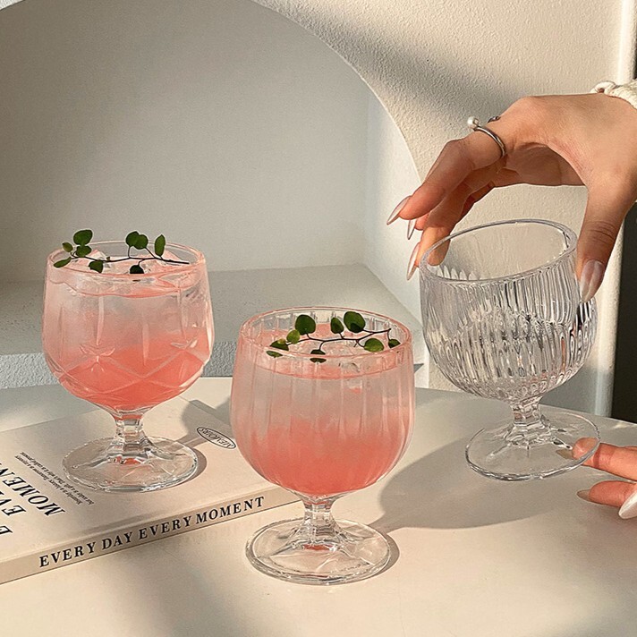 《6261》ins風小眾法式高腳玻璃杯250ml