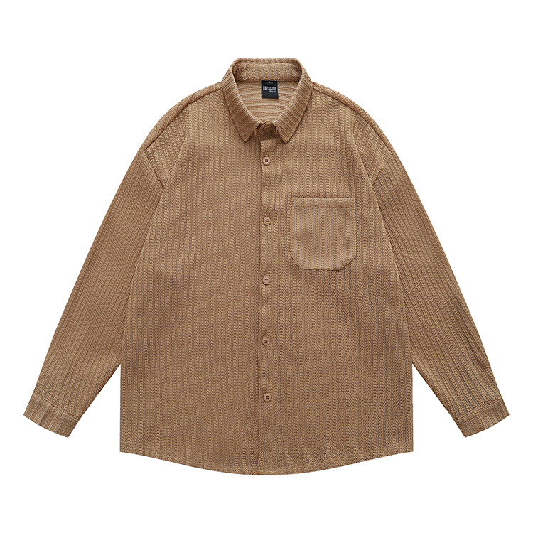 素面長袖口袋襯衫 鏤空襯衫