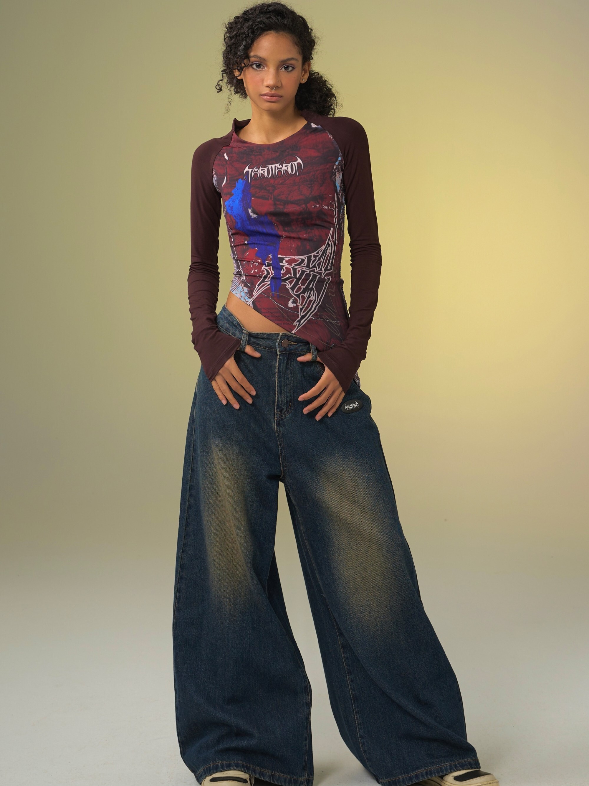 TAROTAROT | Oak denim 做舊磨砂 廓型 低腰牛仔褲