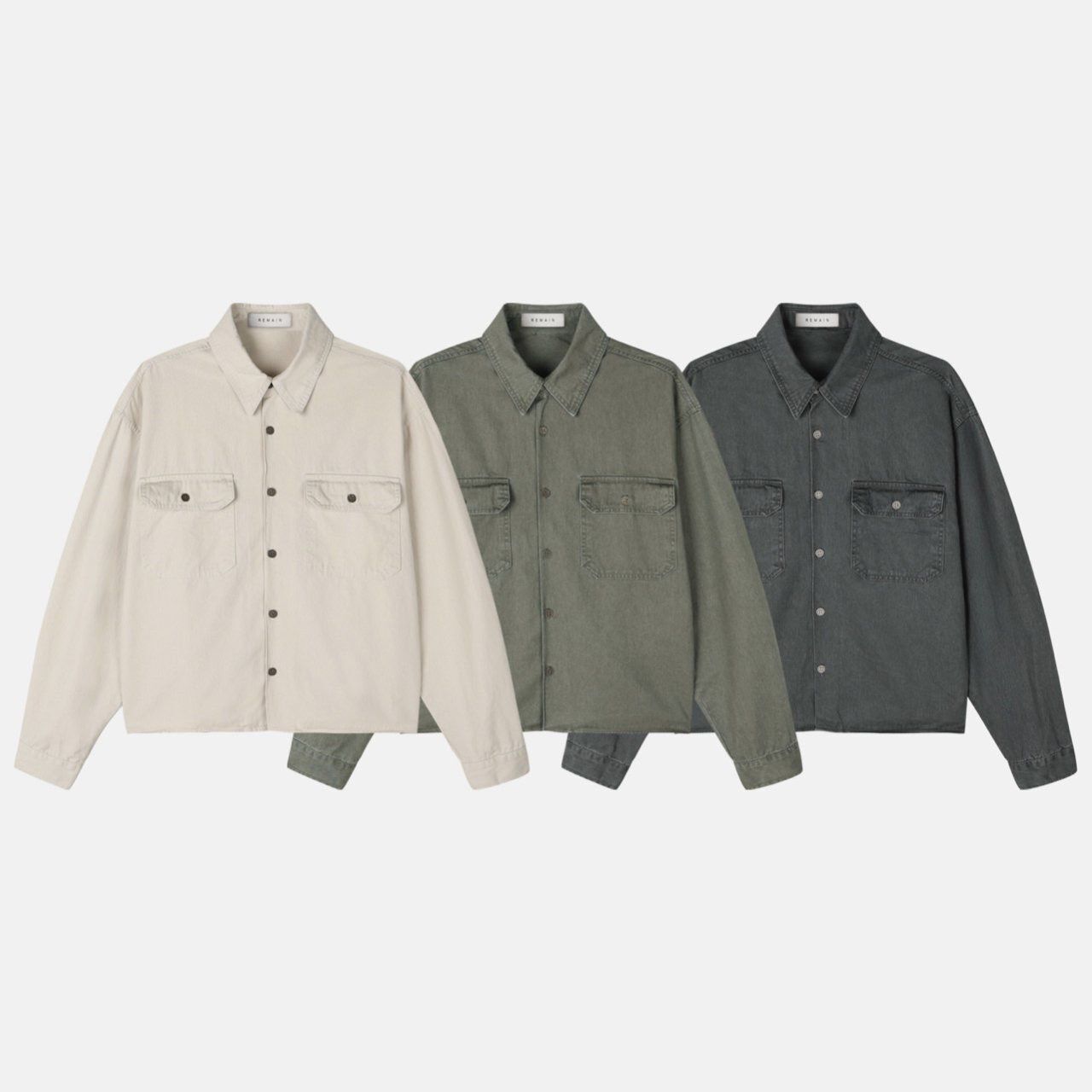 洗水淨色長袖恤衫外套 REMAIN-038JK