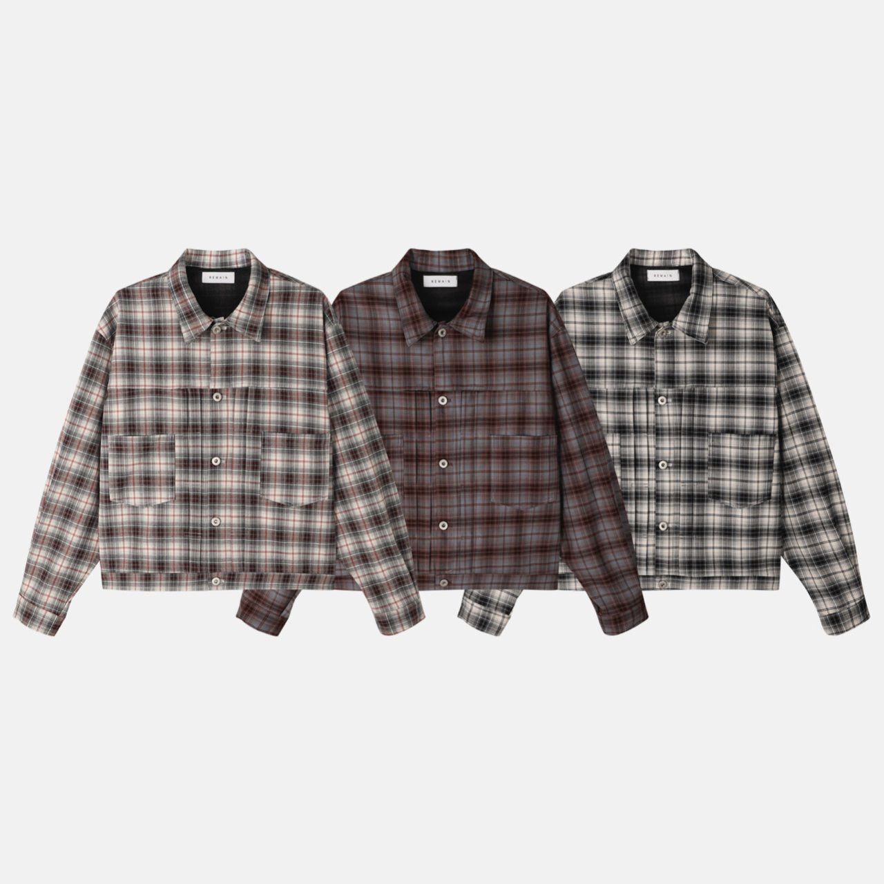 格仔長袖恤衫 REMAIN-039S