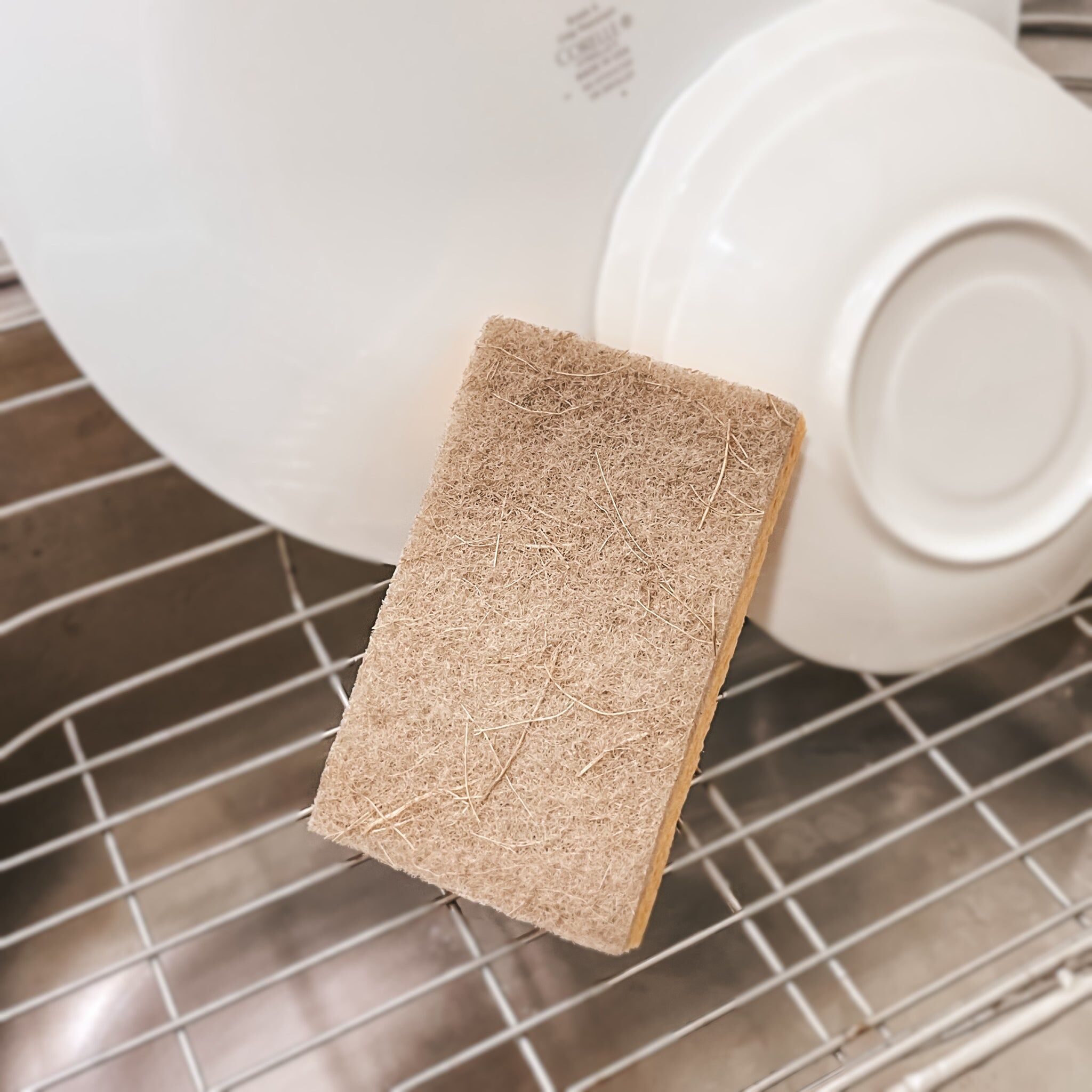 【綠印生活】劍麻纖維木漿棉菜瓜布 (3片裝) | 天然無塑清潔海綿