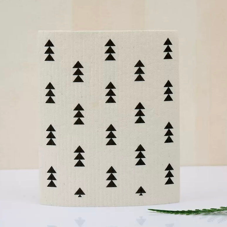 【綠印生活】多用途木漿棉抹布-黑白小樹