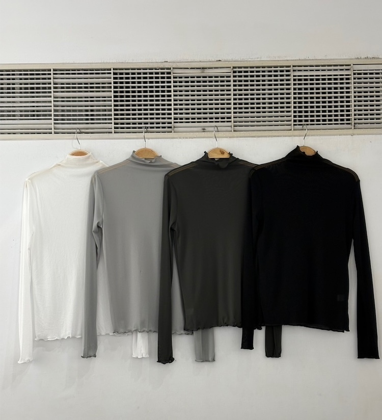 透膚木耳捲邊打底衣