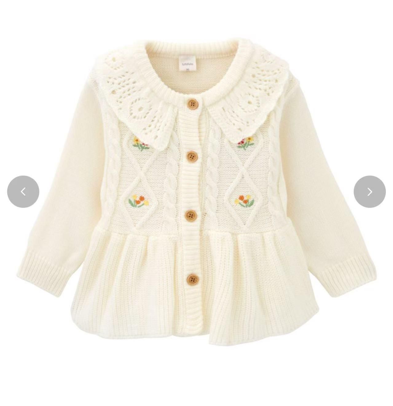 日單 futa花花針織娃娃領外套