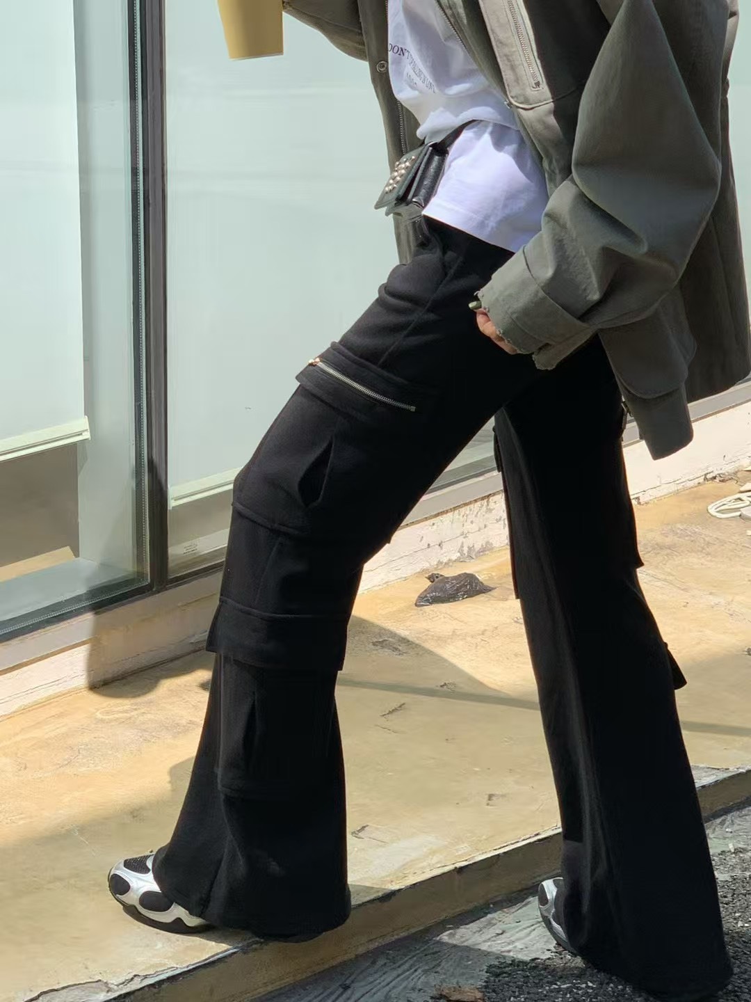 拉鍊口袋棉長褲