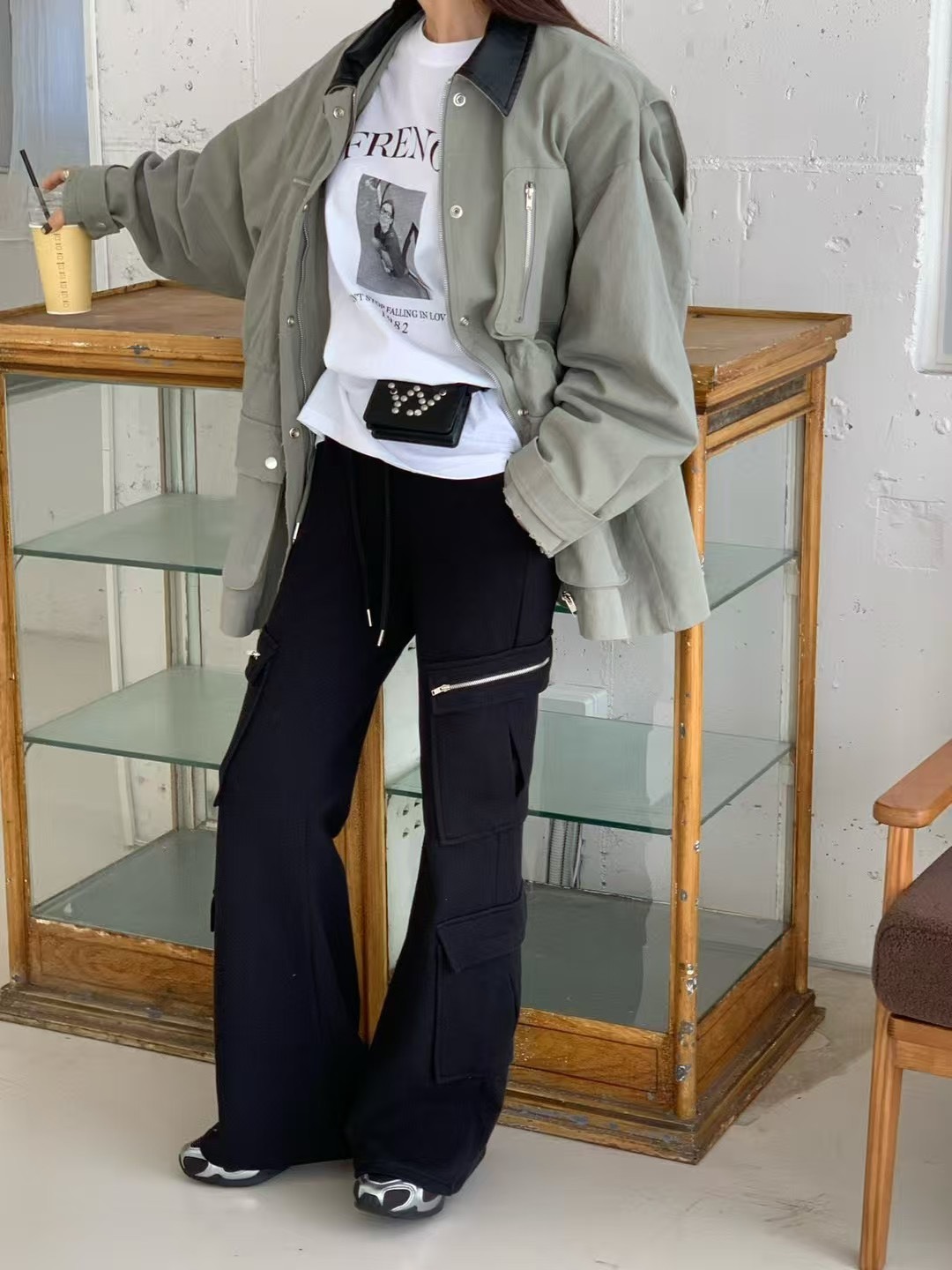 拉鍊口袋棉長褲