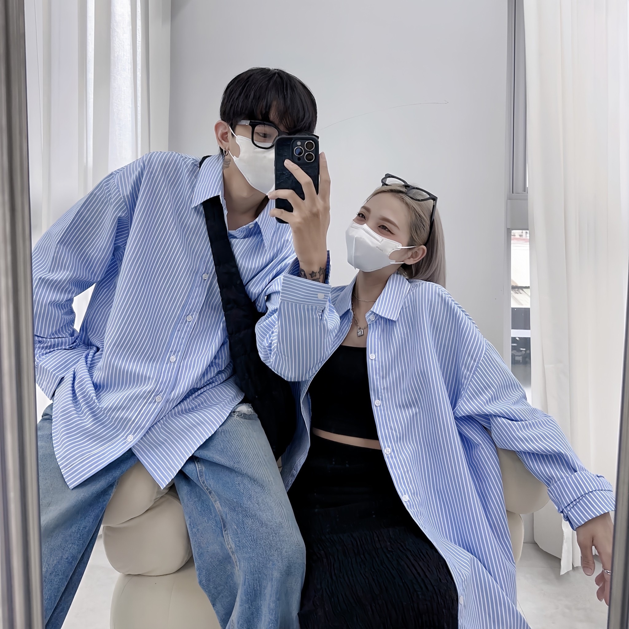 簡約 百搭 條紋 長袖 襯衫