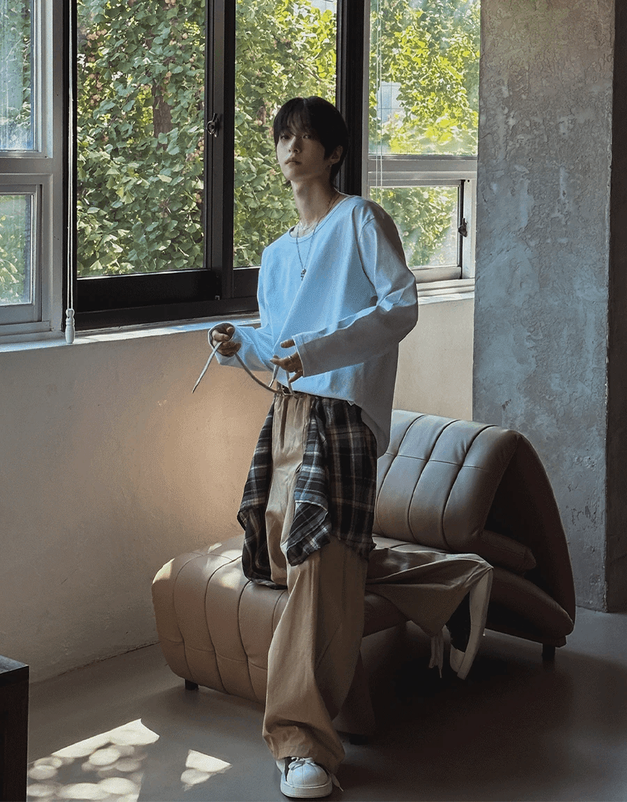 格紋層疊褲裙棉褲