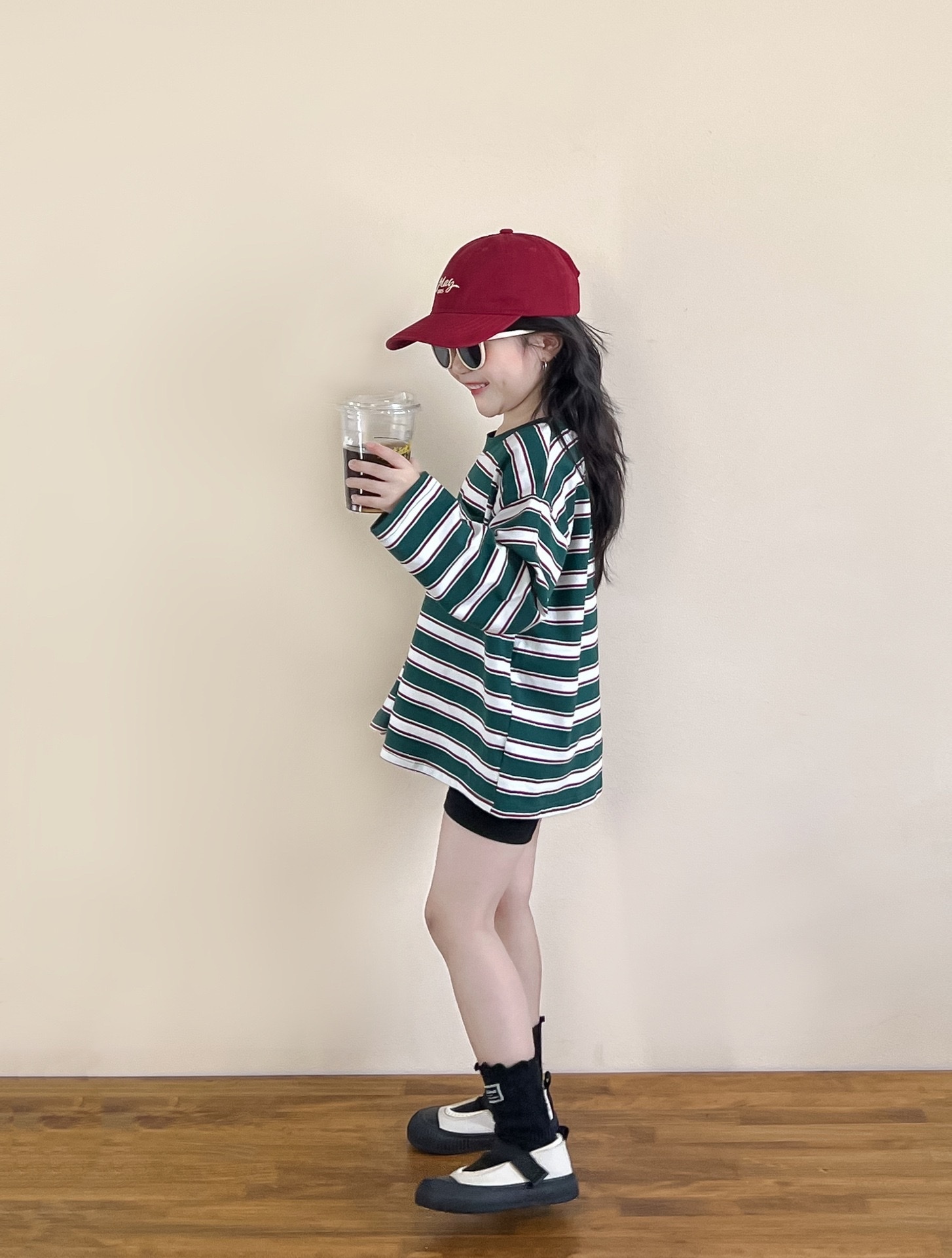 休閒時髦綠中長版上衣