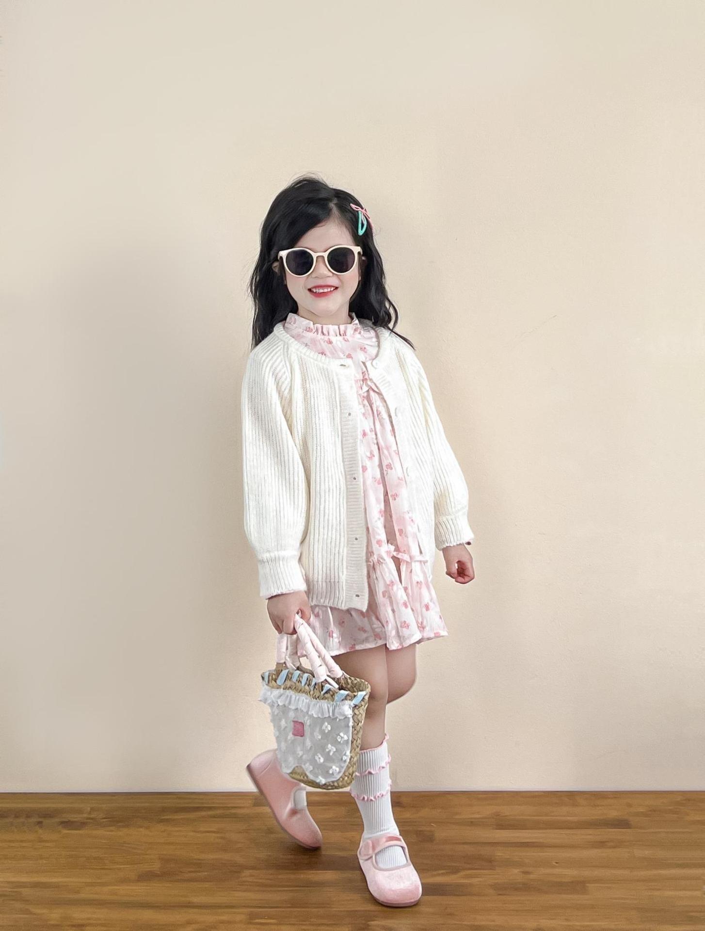 甜甜立領碎花洋裝/白色海馬毛外套