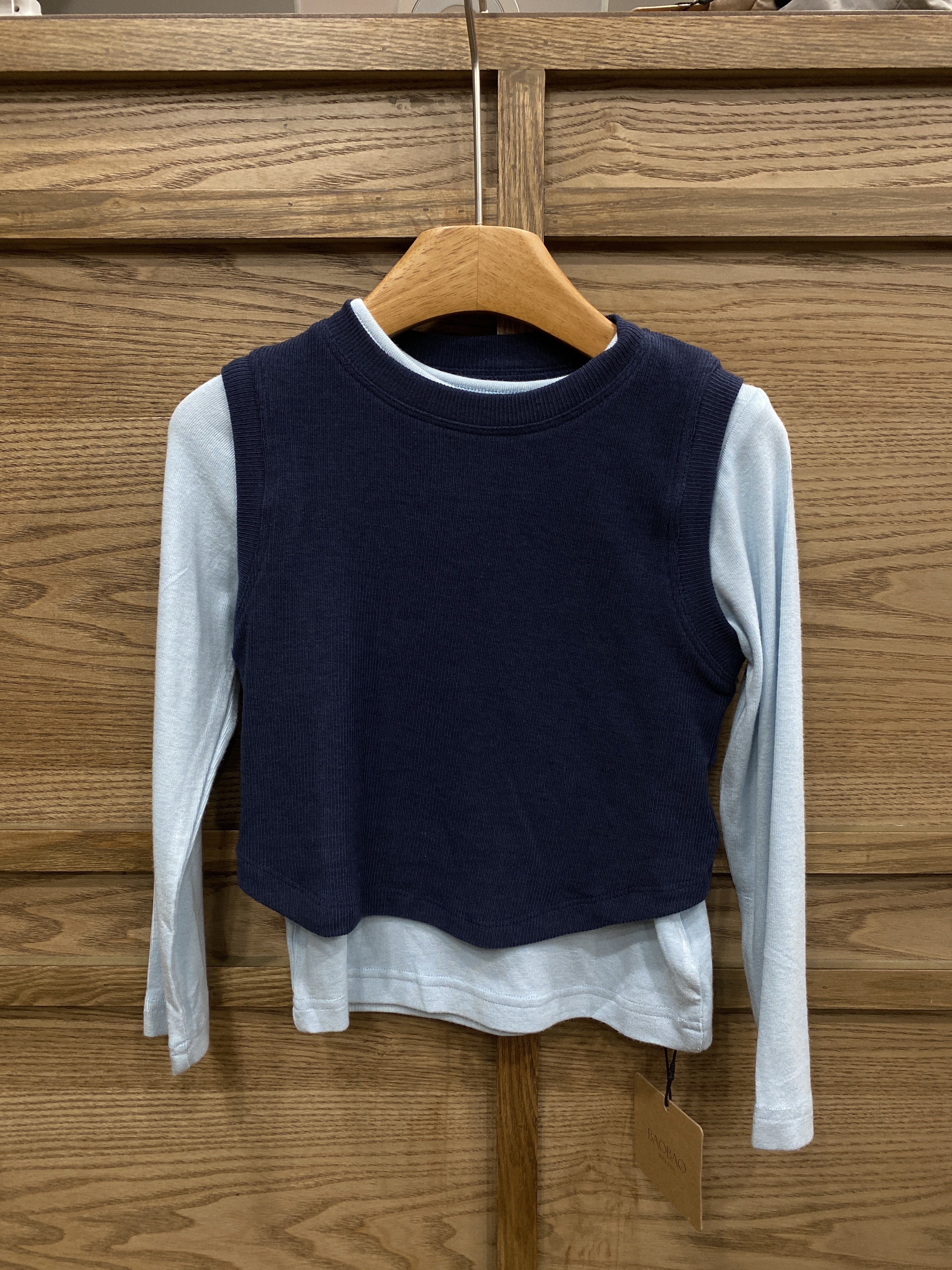 A03134親膚挖洞背心兩件套(中大童)