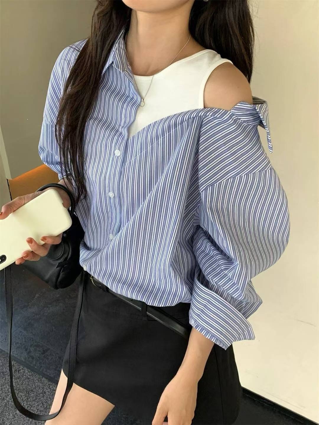 Asymmetrical off shoulder shirt