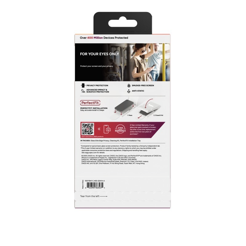 ZAGG Glass Elite Edge Privacy 防窺玻璃貼 - iPhone 17