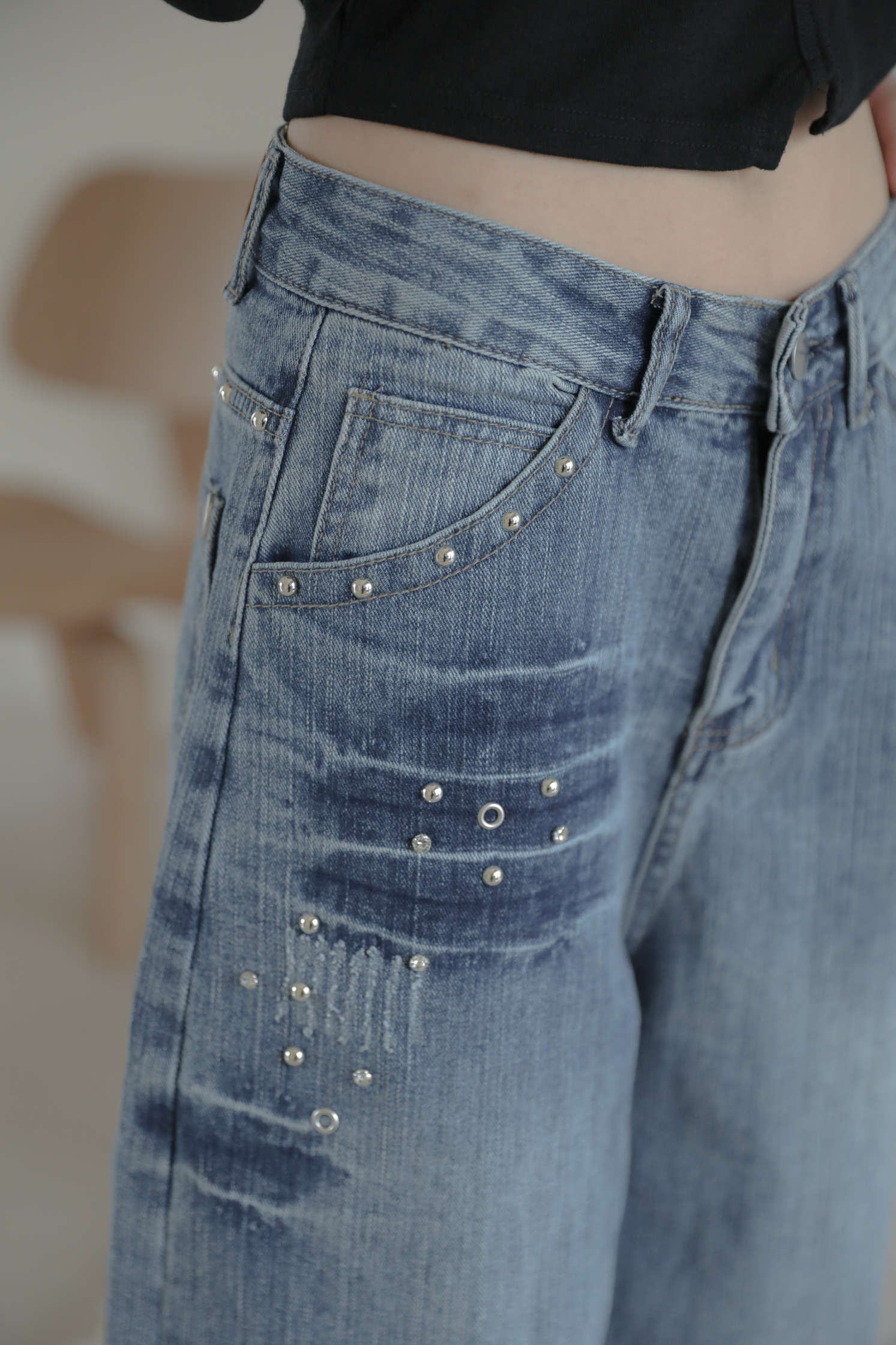 Rivet Flare Bermuda Pants #七分褲