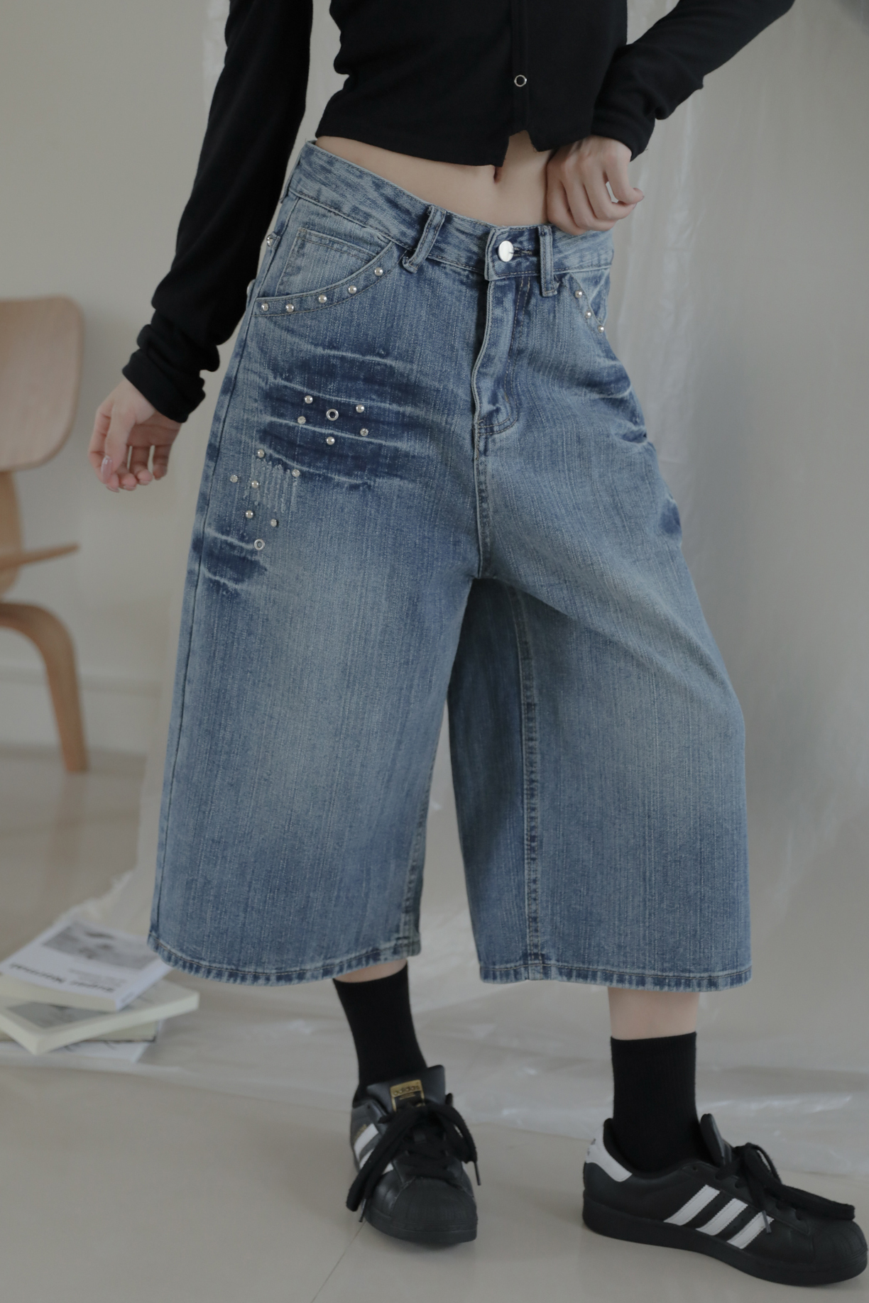 Rivet Flare Bermuda Pants #七分褲