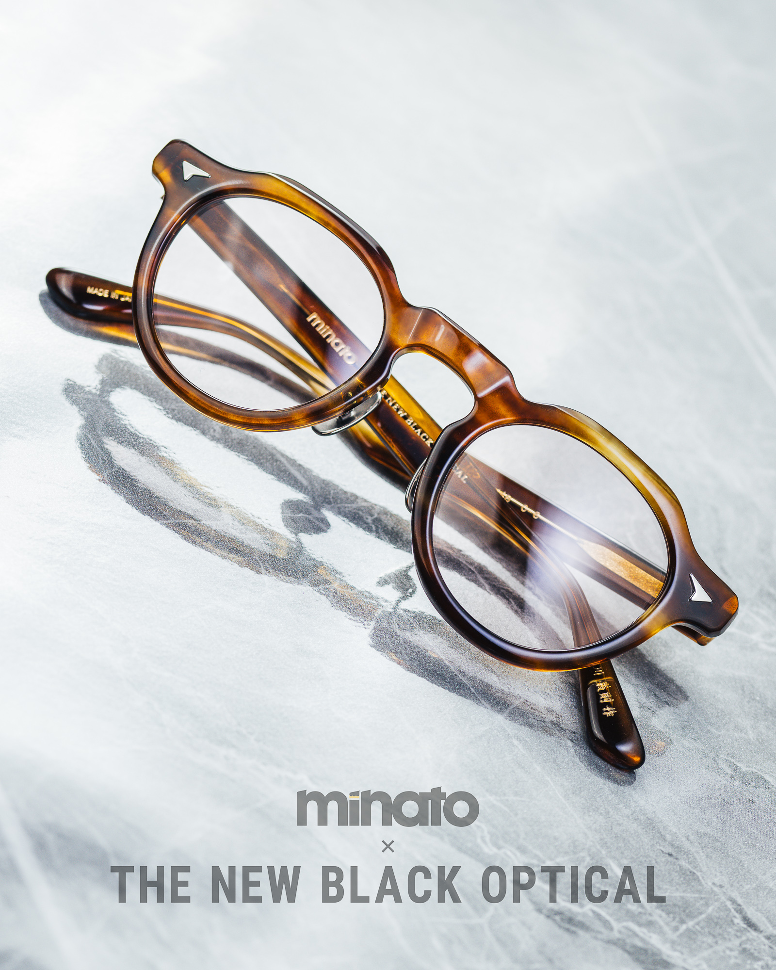 品川義則 X Minato X The New Black Optical Y1 - C-6 Light Demi 淺玳瑁色