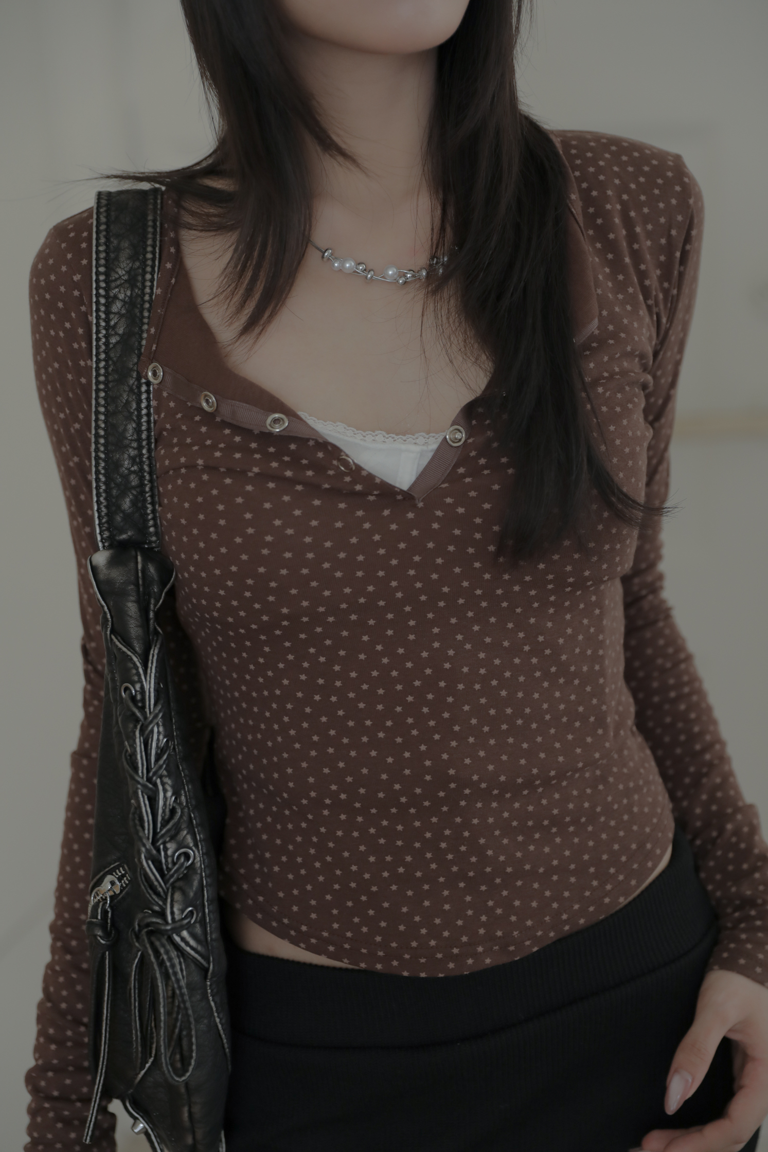 Star Pattern Snap Button Top #上衣