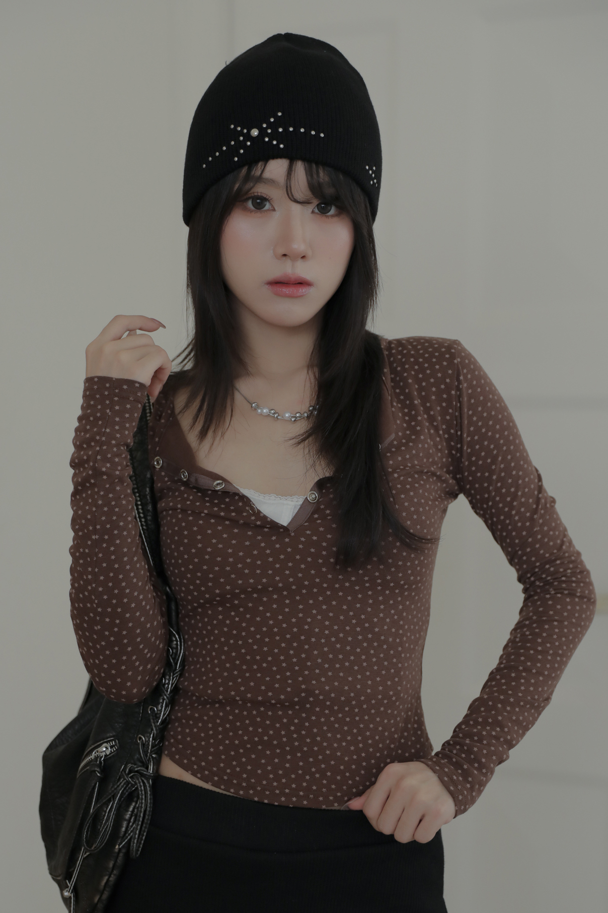 Star Pattern Snap Button Top #上衣