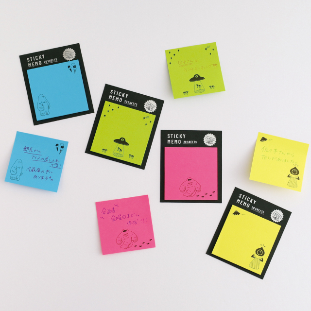 不明物體系列20枚 螢光色便利貼 四款｜日本STUDY HOLIC