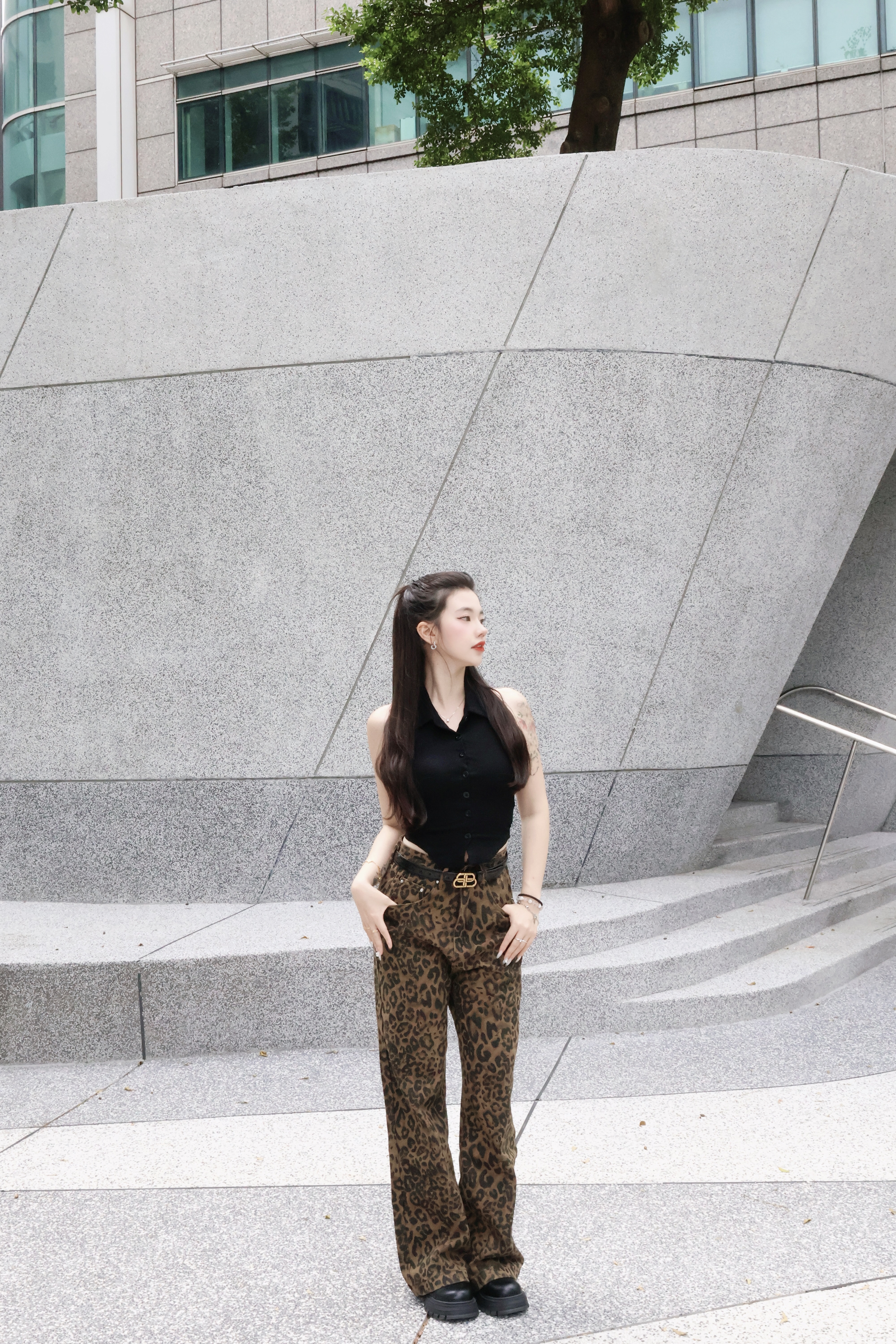 美式復古豹紋寬褲🐆