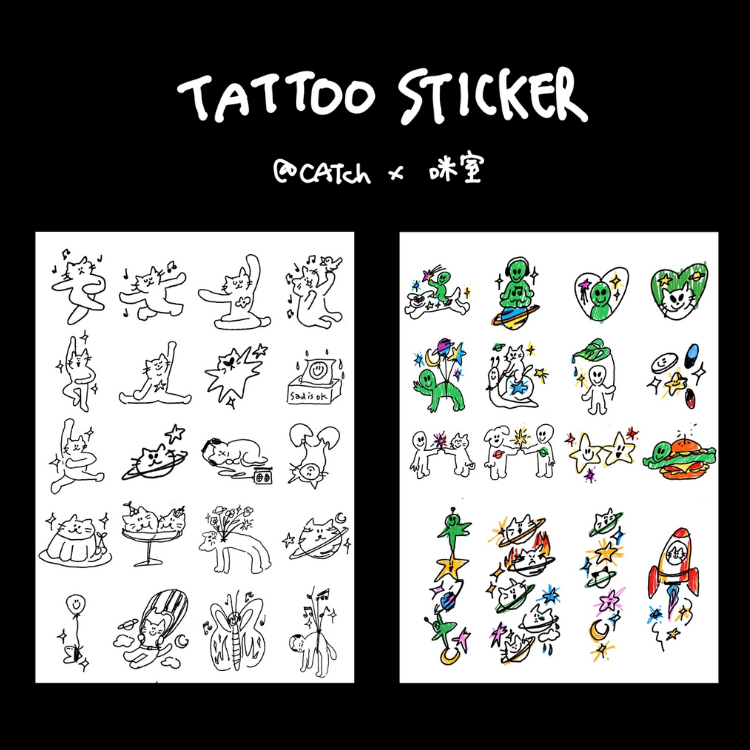 【咪室 MEOWMI TATTOO】紋身貼紙（貓貓世界 / 外星世界）