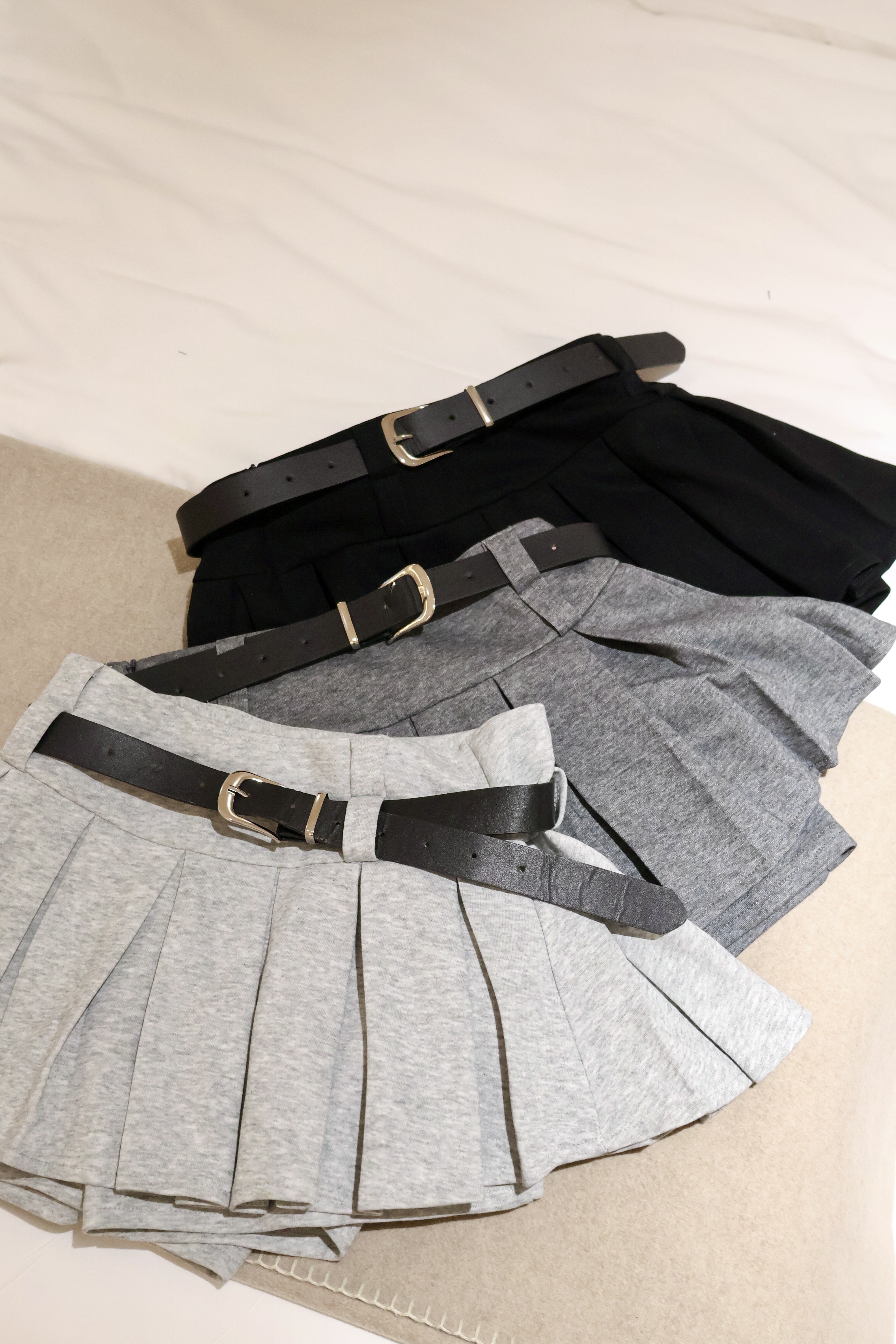 夢中裙💖韓版皮帶百褶褲裙