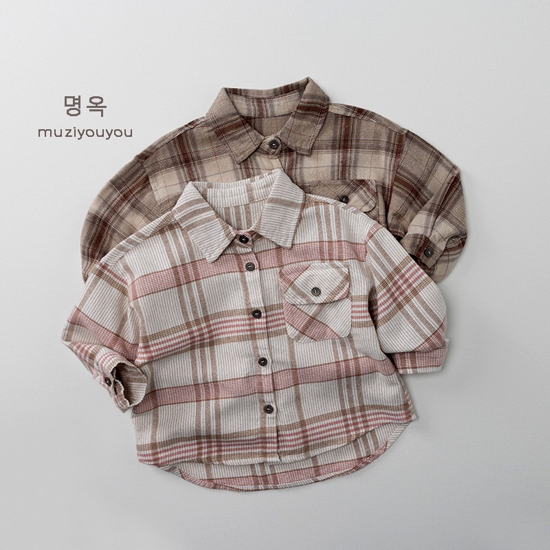 棉質格子長袖上衣