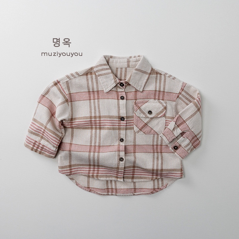 棉質格子長袖上衣