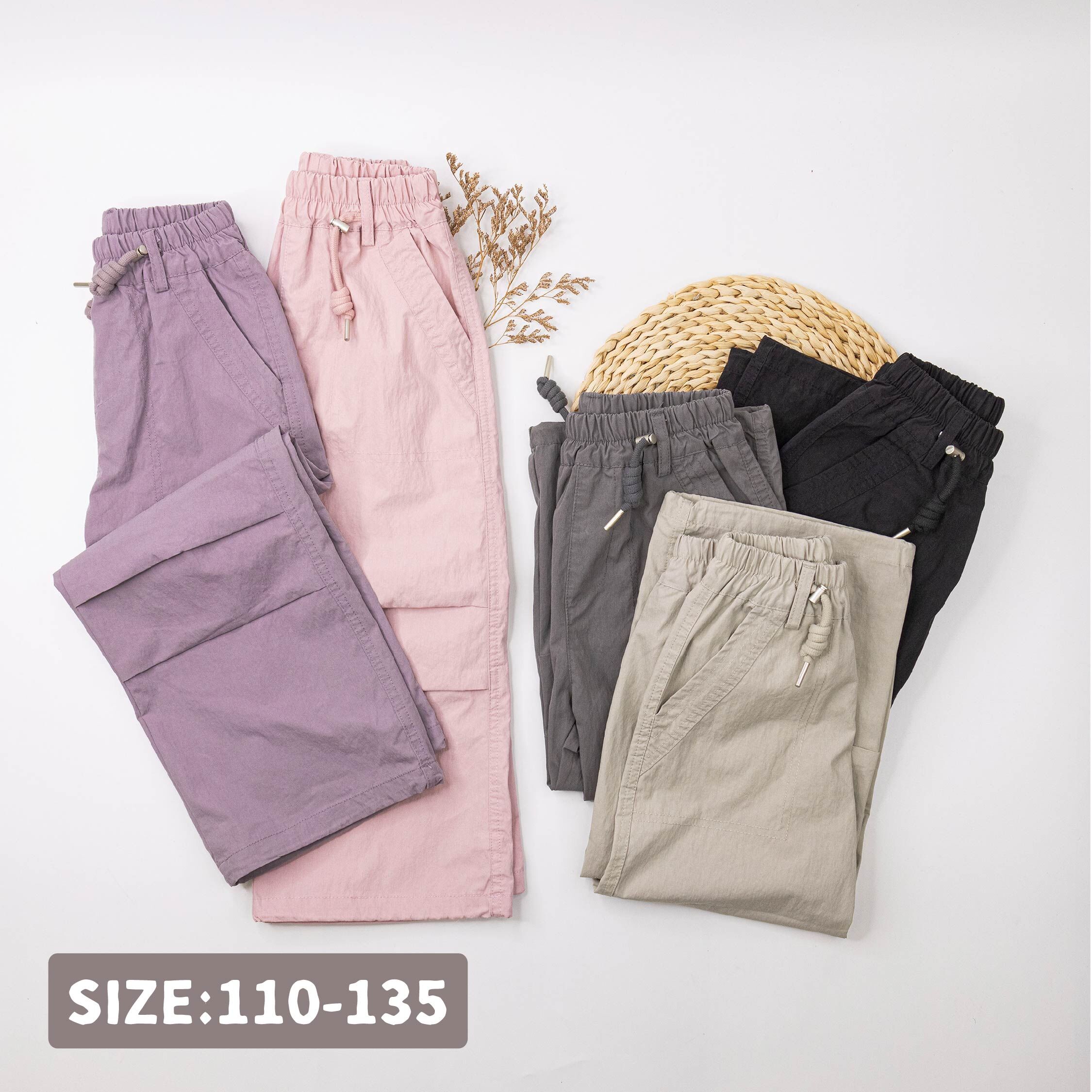 【H55272】酷酷特殊裝飾抽繩束口褲＊五色