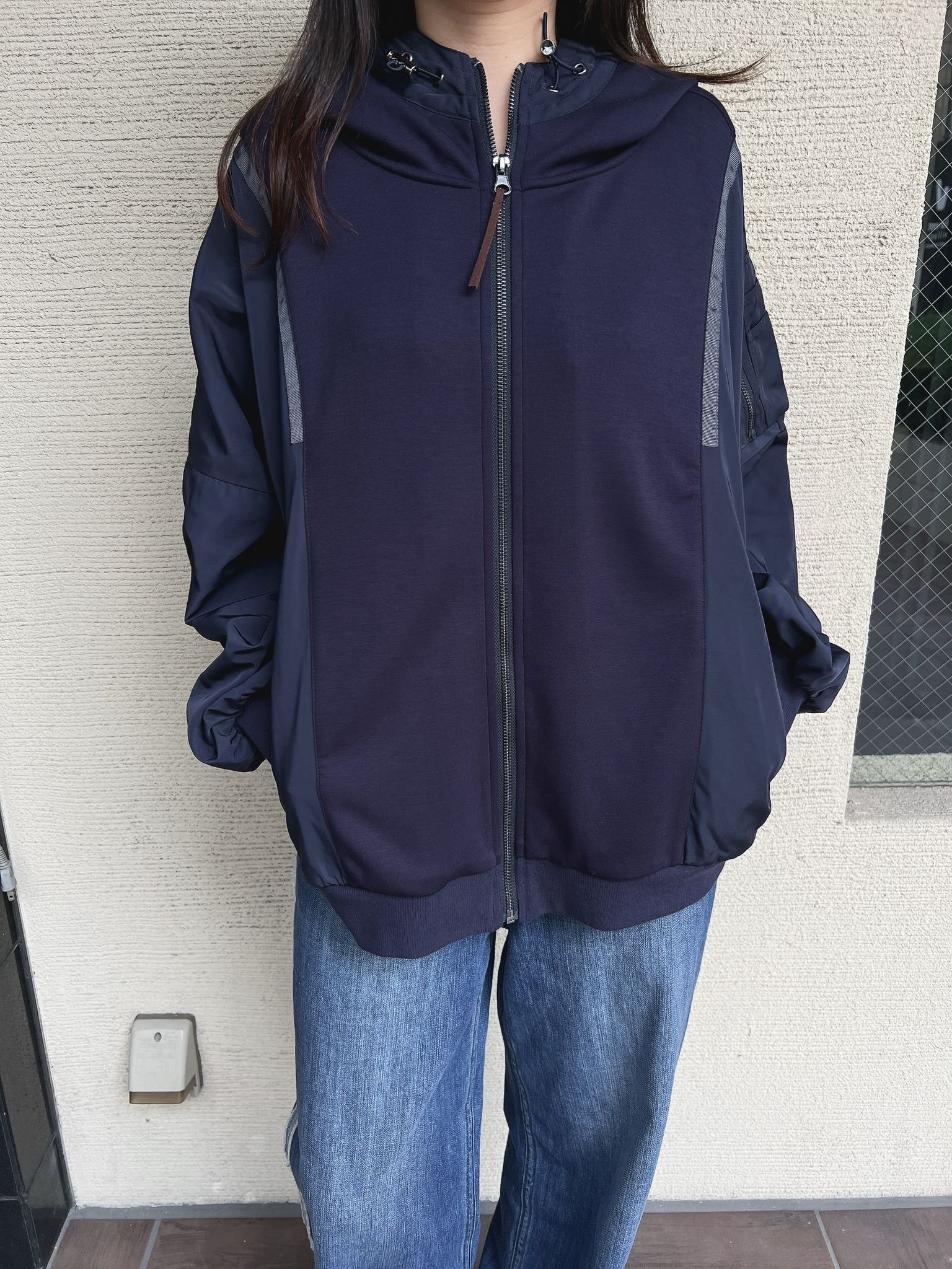 Gn 拼布袖拉鍊 外套 L SIZE