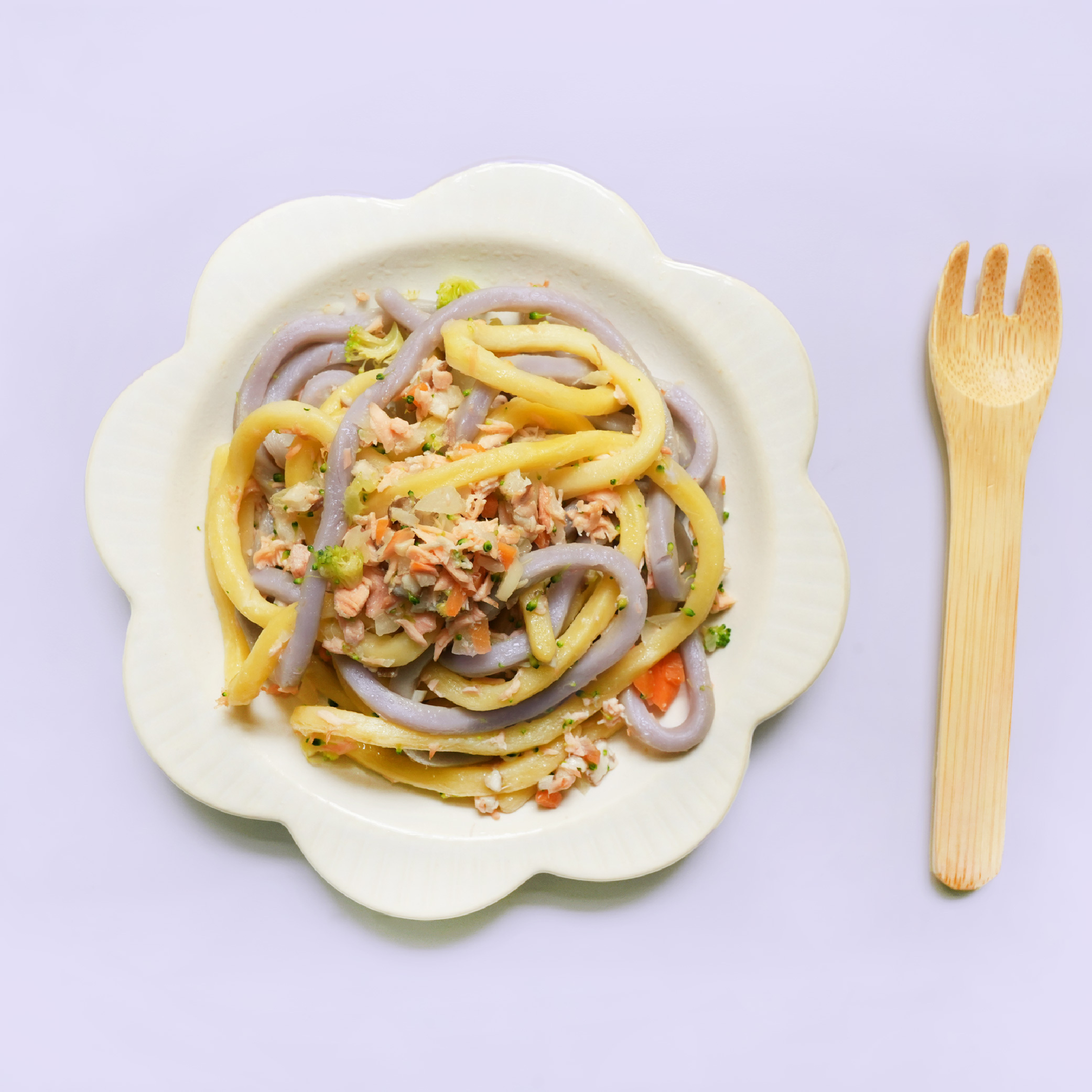 煎妮花聯名款｜低鈉寶寶料理盒｜烏龍麵系列｜寶寶燉麵｜香蒜玉米鮭魚口味｜單盒入｜適合1歲以上｜冷凍