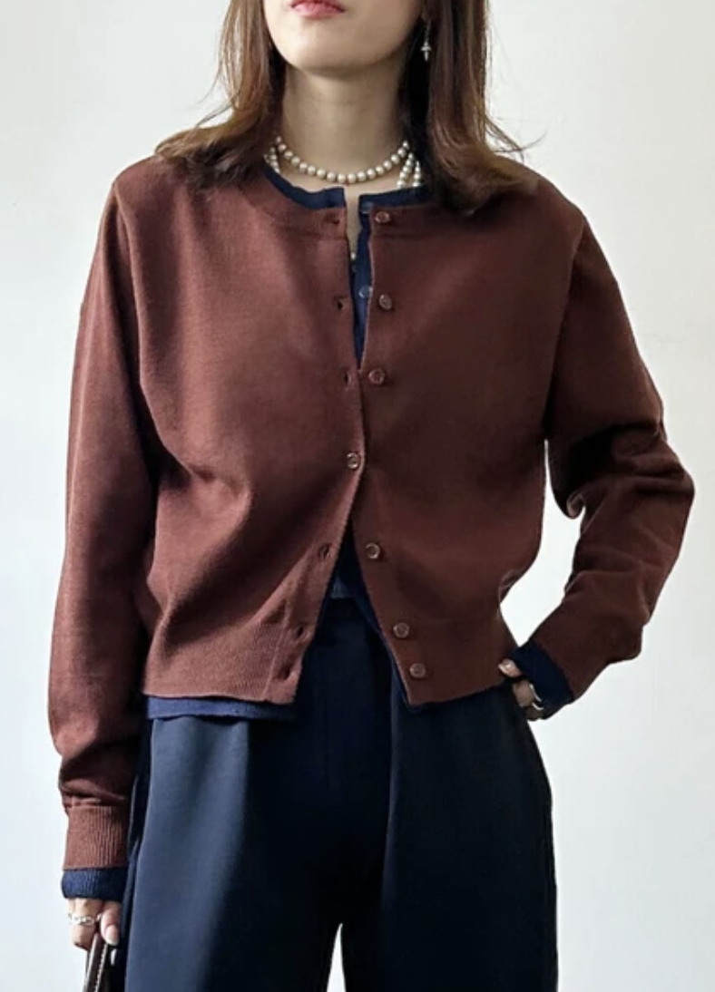 ｛預訂款｝拼色層次感針織開衫（3色入）【日本直送】