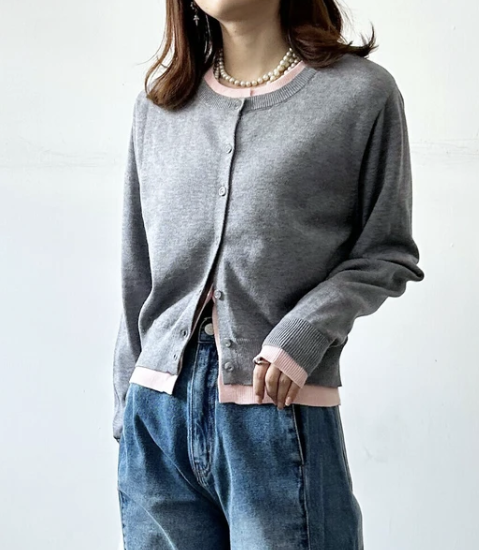 ｛預訂款｝拼色層次感針織開衫（3色入）【日本直送】