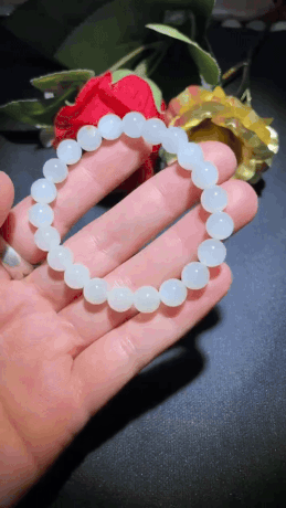 91171 和田玉籽料羊脂玉手串 (8mm直徑)