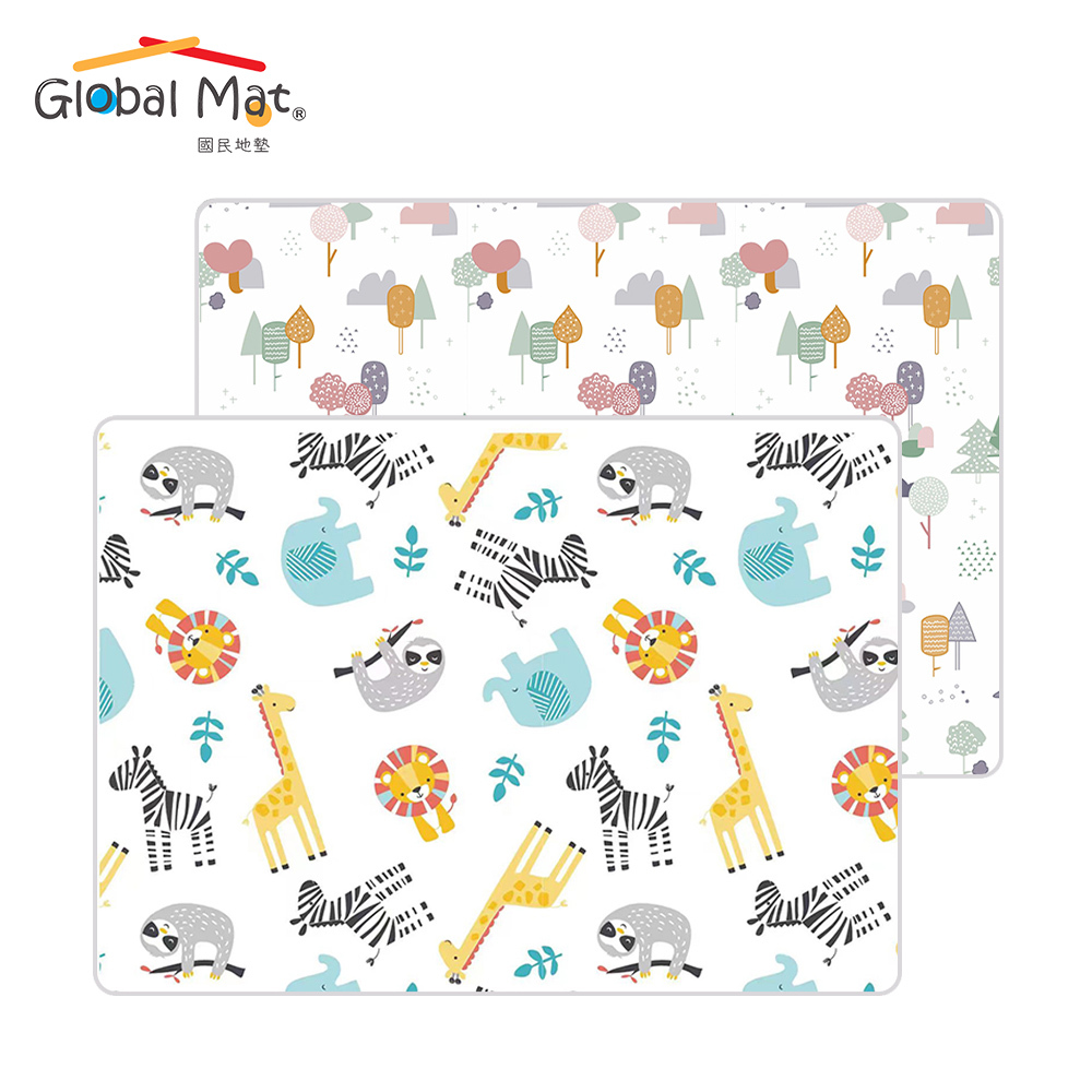 限時免運【Global mat】國民地墊 2CM 加厚雙面 XPE 摺疊地墊 - 叢林動物 D2 (200 x 180)