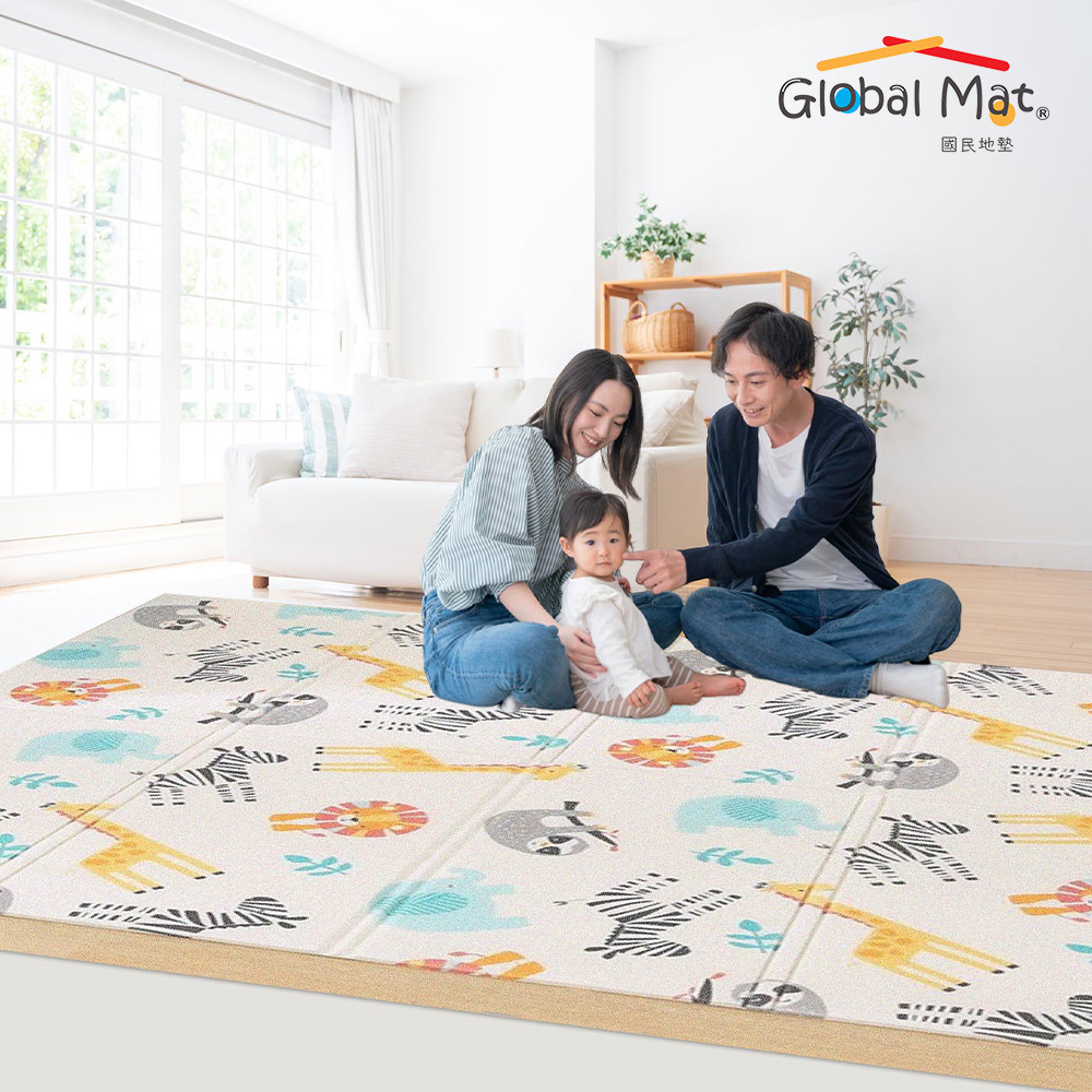 限時免運【Global mat】國民地墊 2CM 加厚雙面 XPE 摺疊地墊 - 叢林動物 D2 (200 x 180)