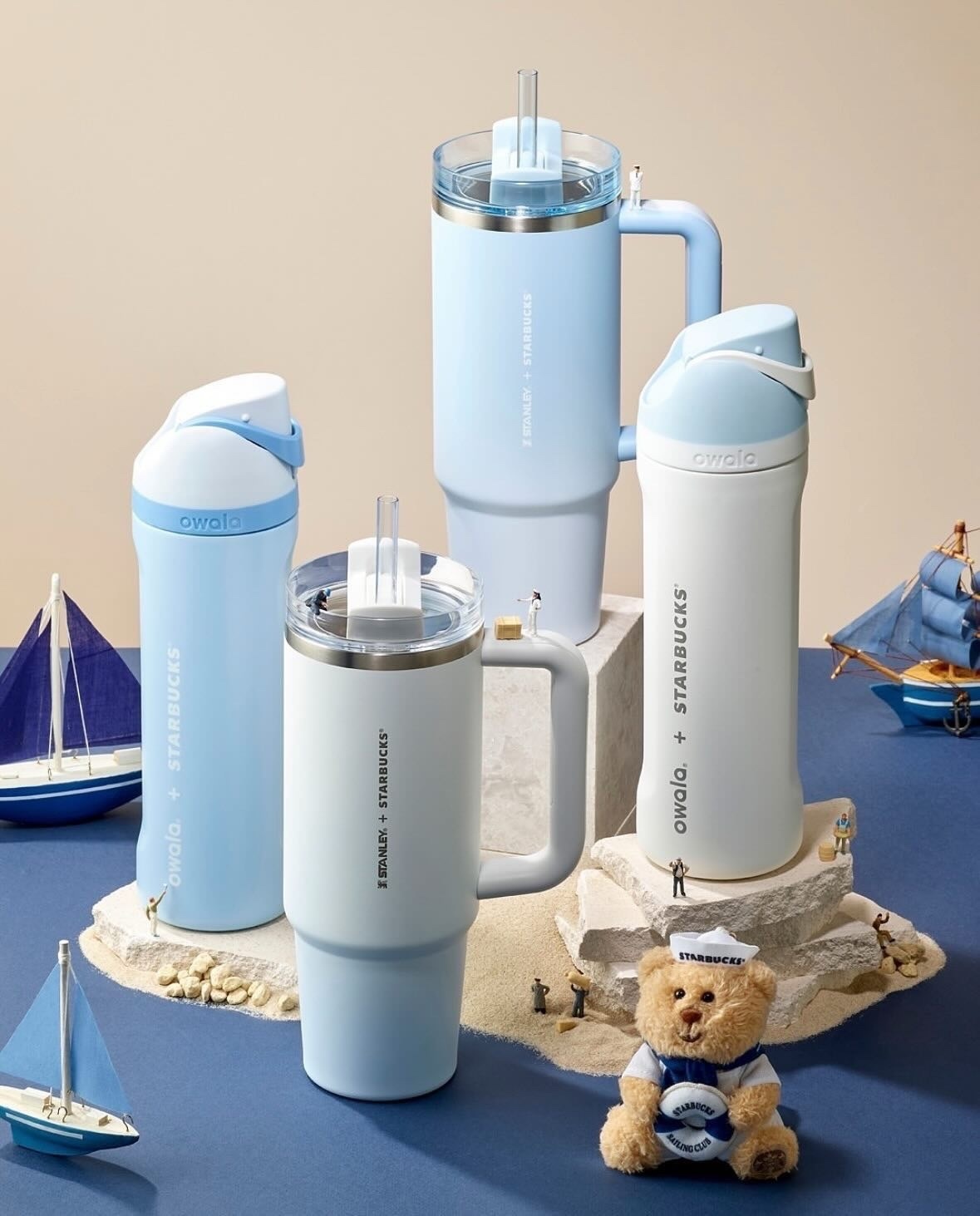 Starbucks 星巴克 x Owala 夏日海洋聯名系列 吸管杯 無尾熊杯 藍白漸層 共4款