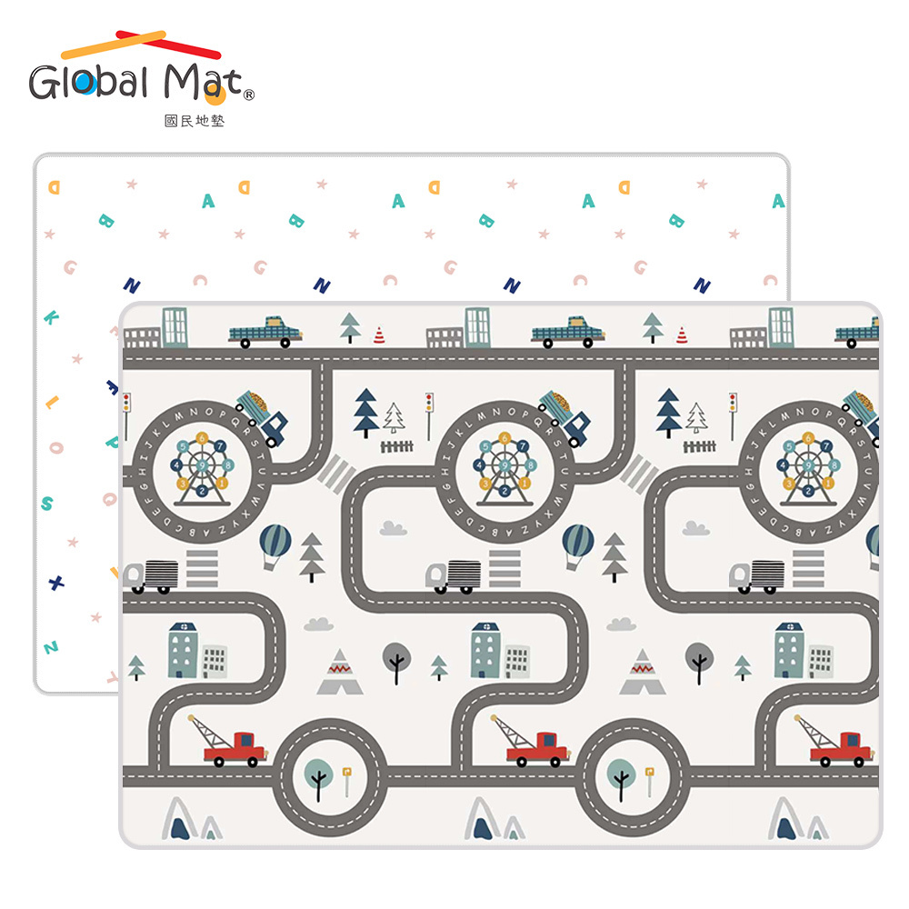 限時免運【Global mat】國民地墊 2CM 加厚雙面 XPE 摺疊地墊 - 軌道樂園 D5 (200 x 180)