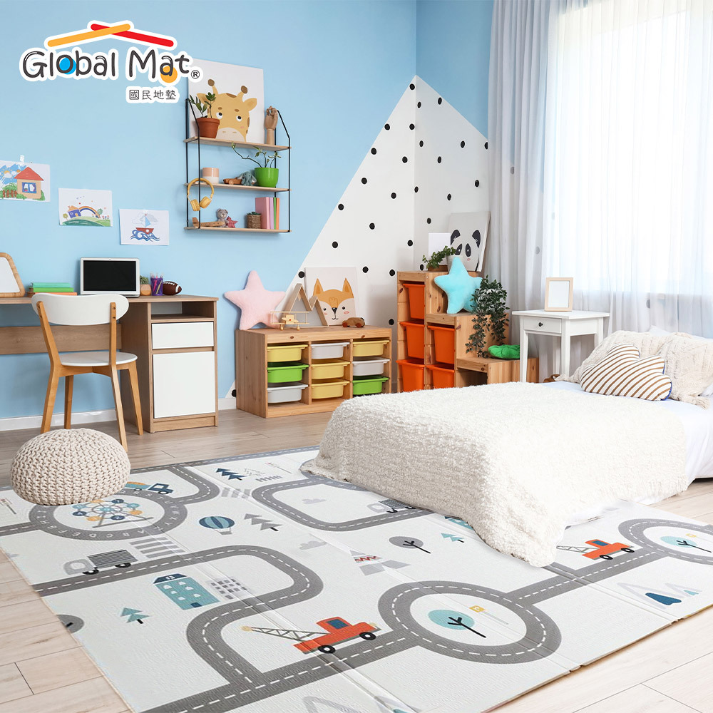 限時免運【Global mat】國民地墊 2CM 加厚雙面 XPE 摺疊地墊 - 軌道樂園 D5 (200 x 180)