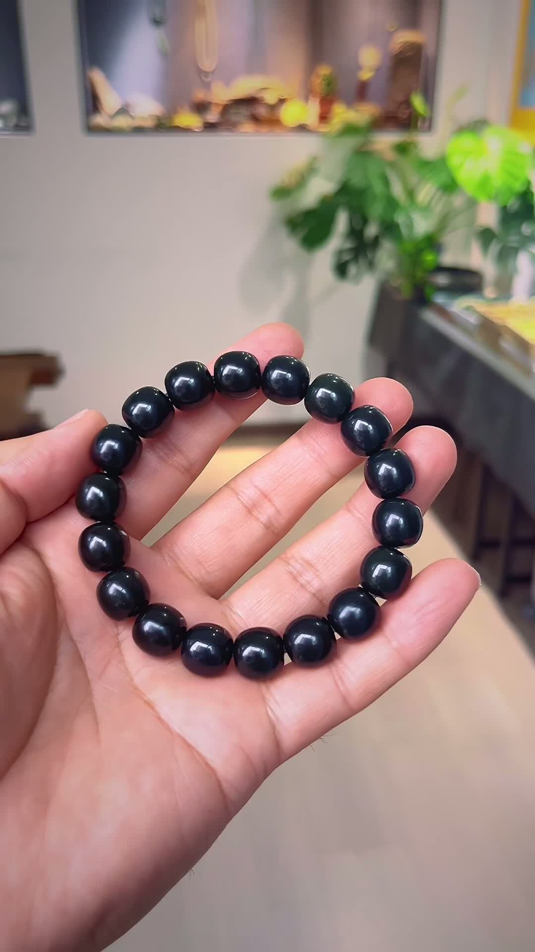 和田玉牛毛紋老礦塔青手串 (11-12mm直徑),天然和田玉軟玉