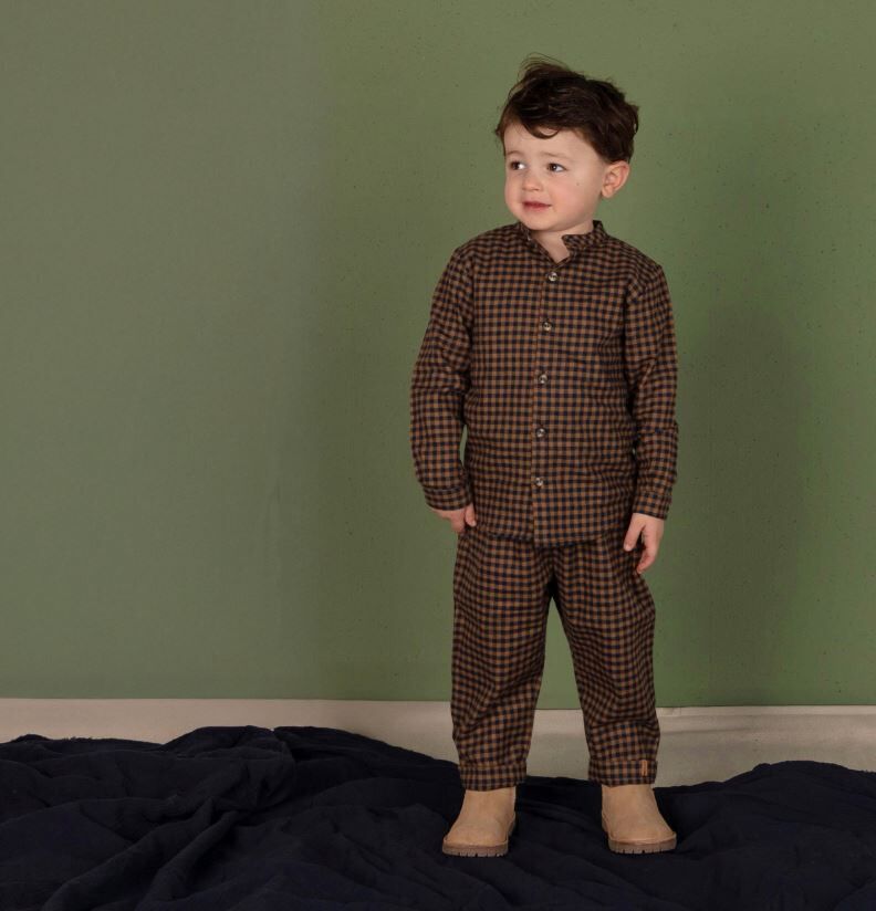 NIXNUT 反摺格紋長褲 Stic Pants Navy Checkered