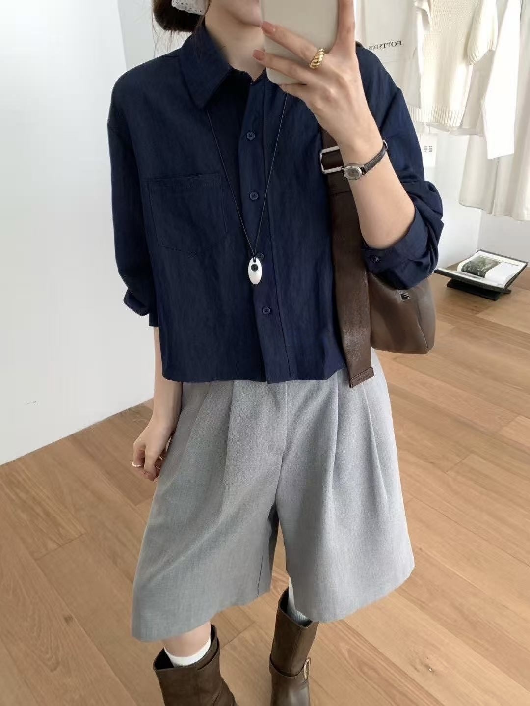 9225 質感單口袋短襯