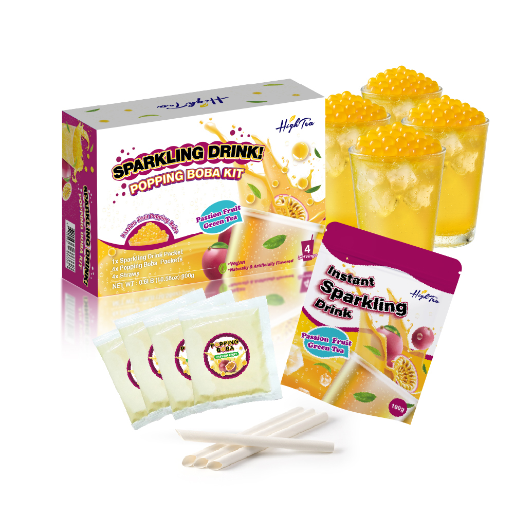 啵啵百香果綠茶微氣泡飲 微氣泡粉100g/包+爆珠50gx4包